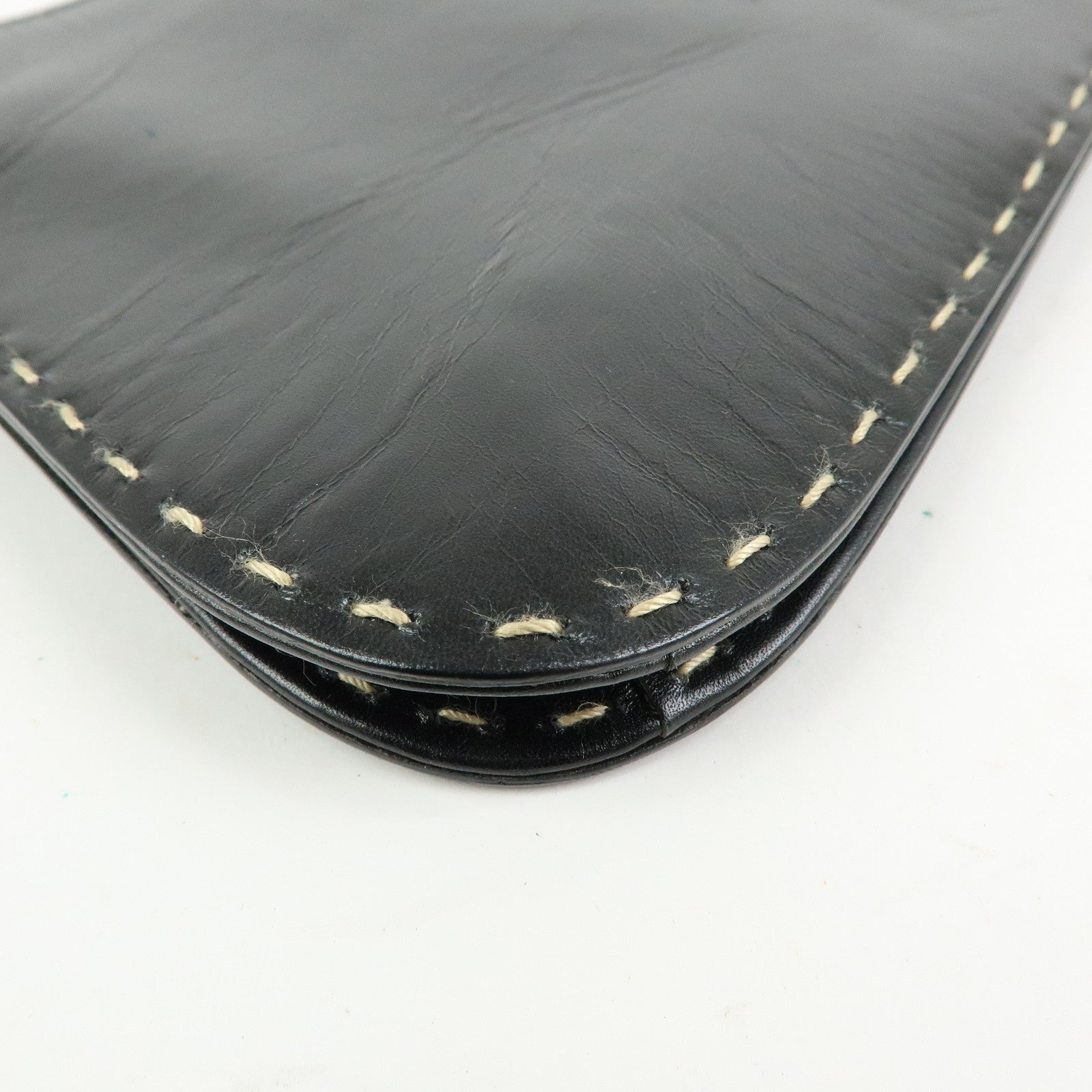 GUCCI Logo Plate Leather Hand Shoulder Bag Black 001・4279・204990