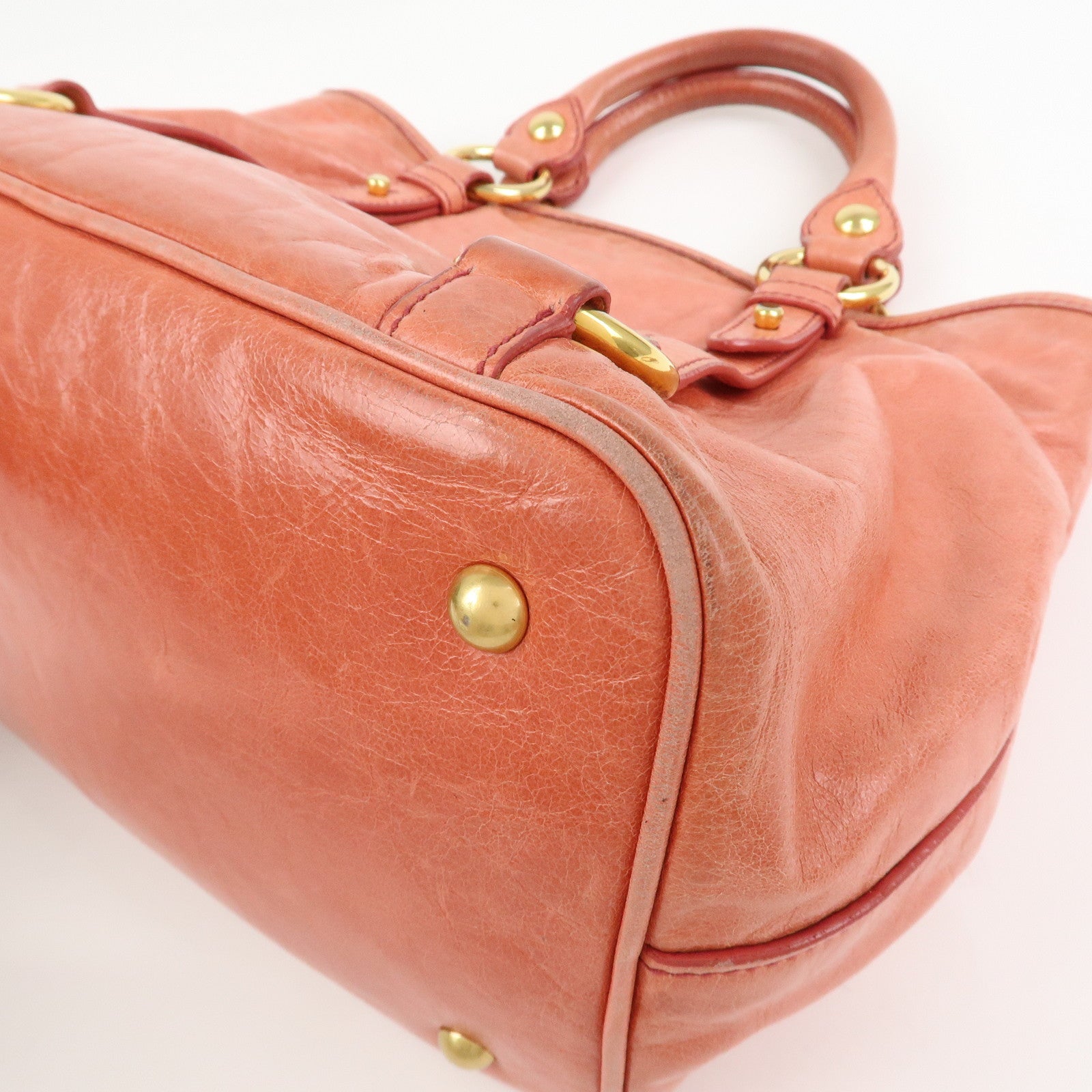 MIU MIU Leather 2Way Bag Hand Bag Shoulder Bag Crossbody Bag Pink