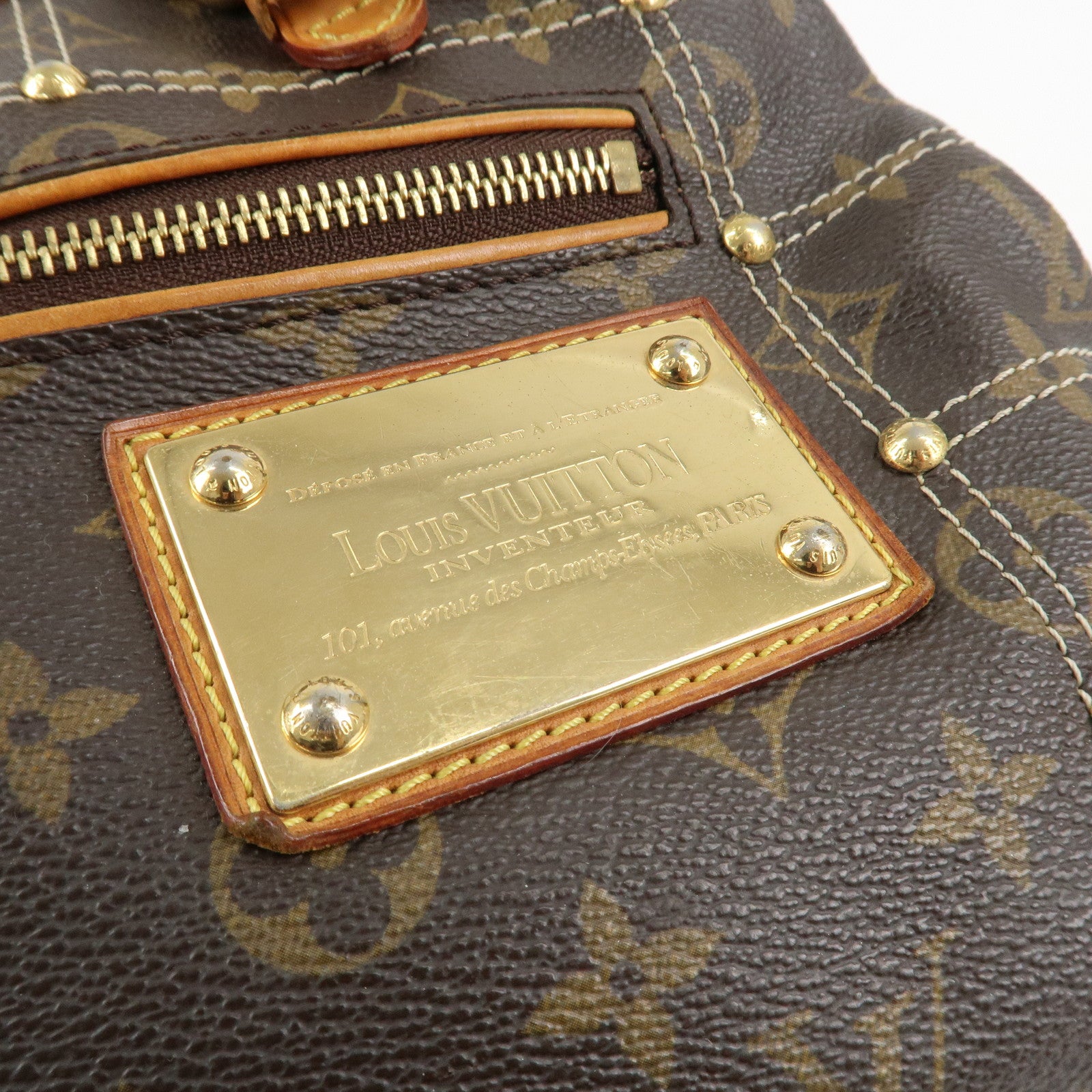 Louis Vuitton Monogram Canvas Rivet Hand Bag Shoulder Bag M40140 Used