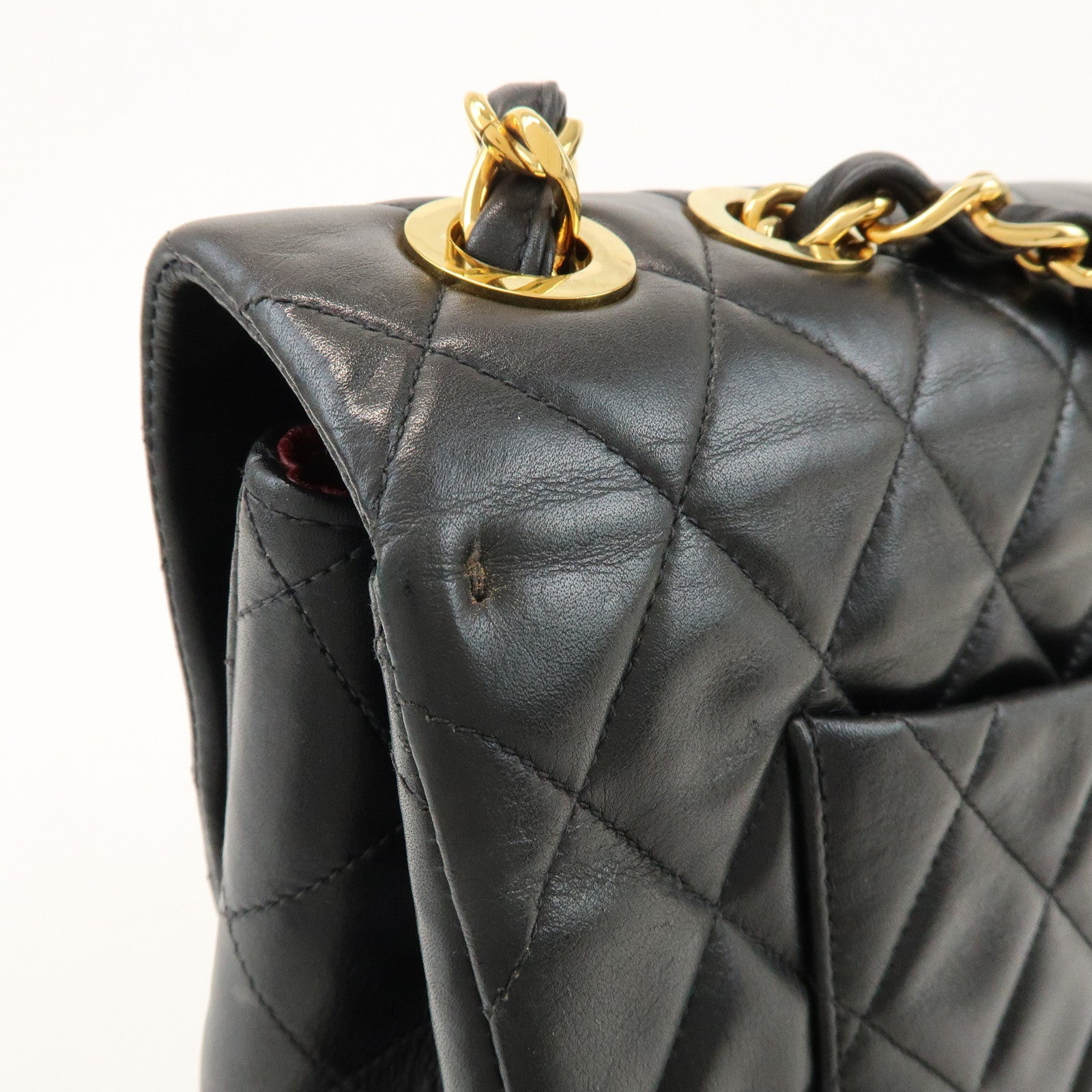 CHANEL Jumbo Matelasse 34 Lamb Skin Shoulder Bag Black A01094