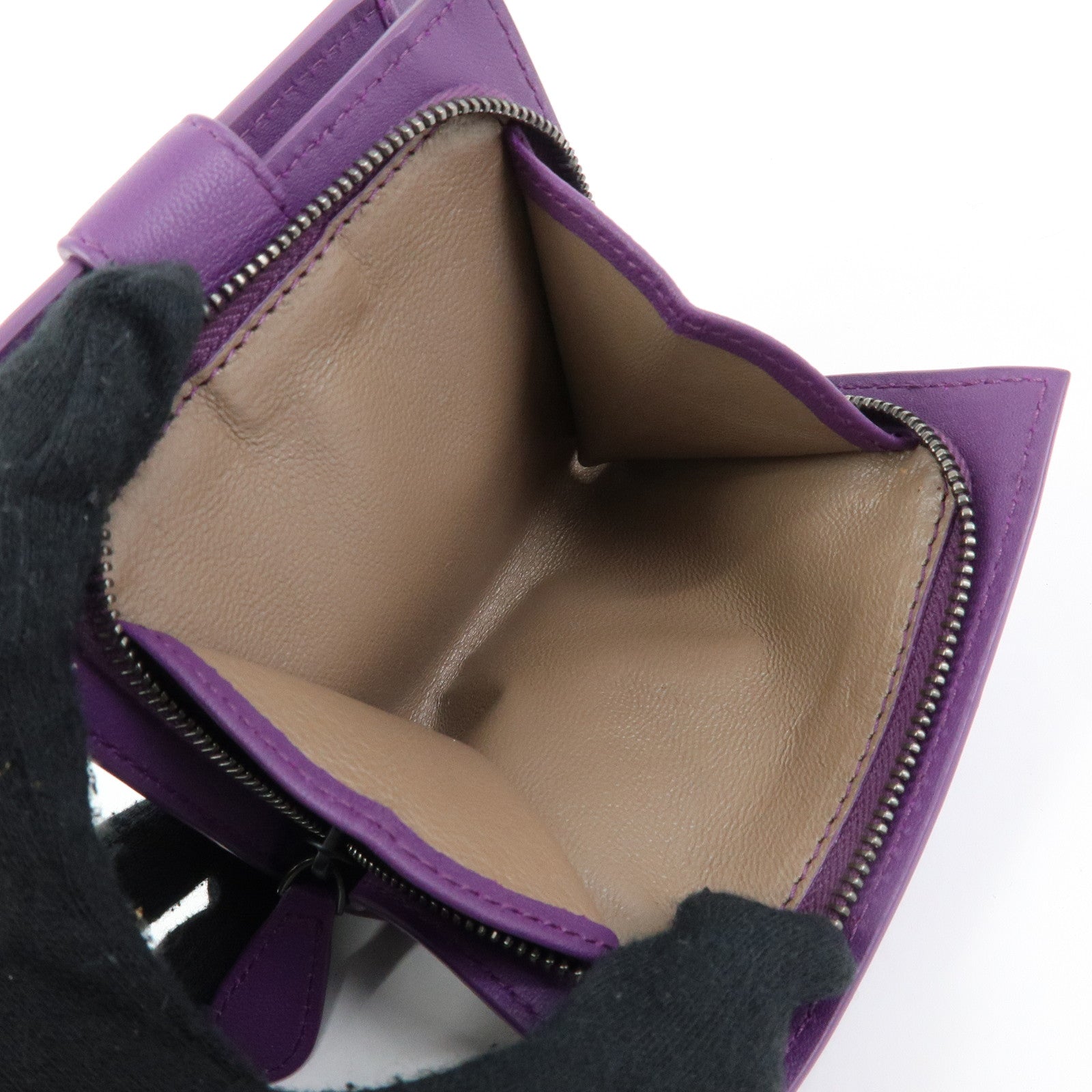 BOTTEGA VENETA Intrecciato Leather Bi-fold Comact Wallet Purple