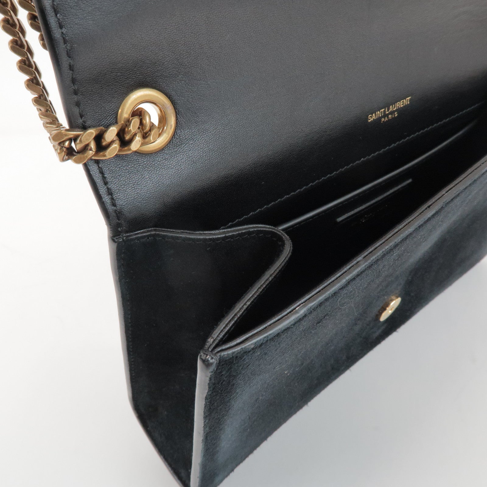 SAINT LAURENT PARIS Cassandra Suede Rhinestone Shoulder Bag 513074