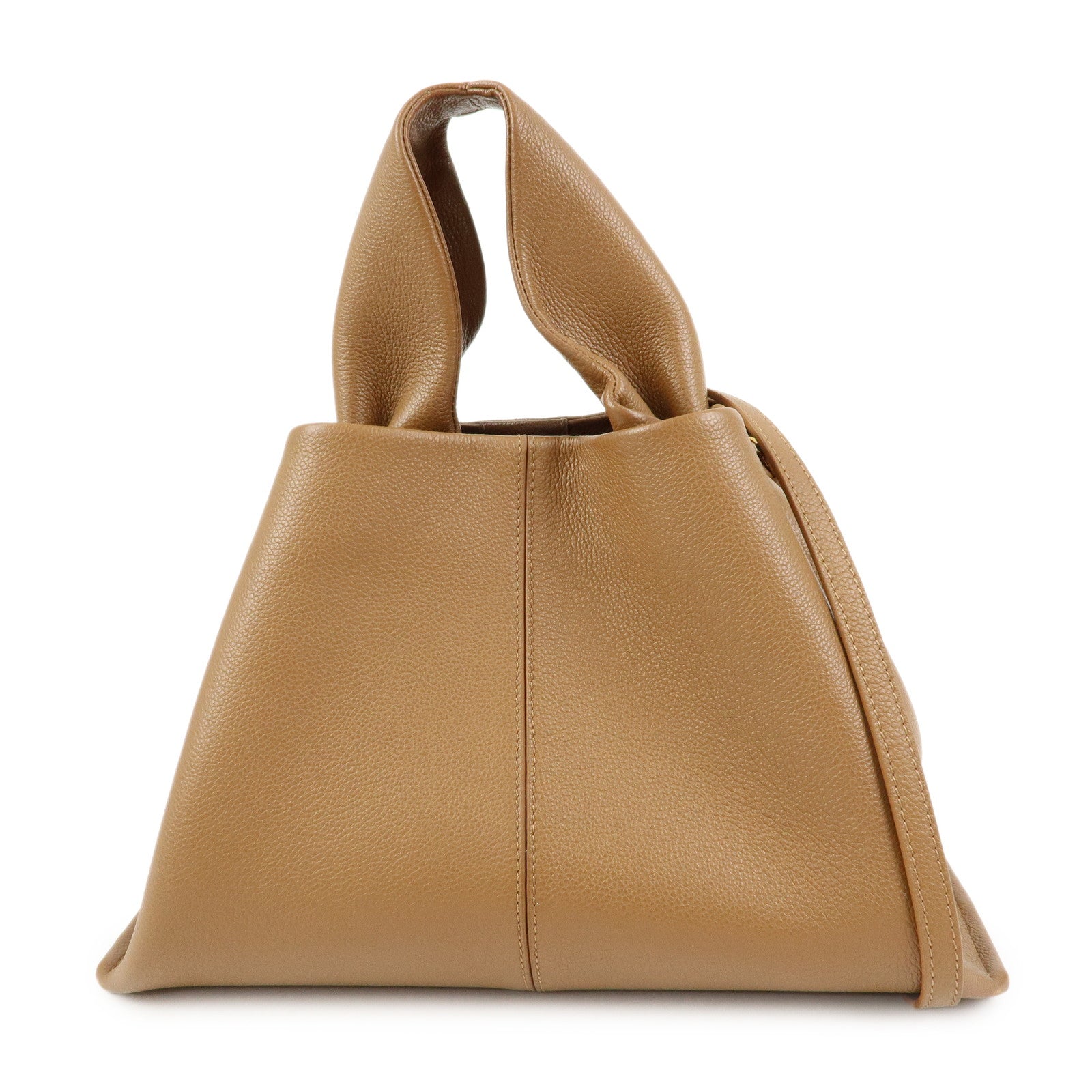 Polene Numero Neuf Grained Calf Leather 2Way Hand Bag Camel