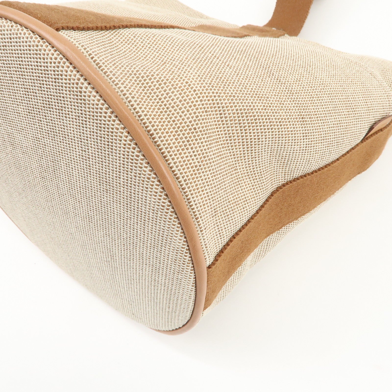 HERMES Saxo MM Toile H Hand Bag Bucket Bag Ivory Brown