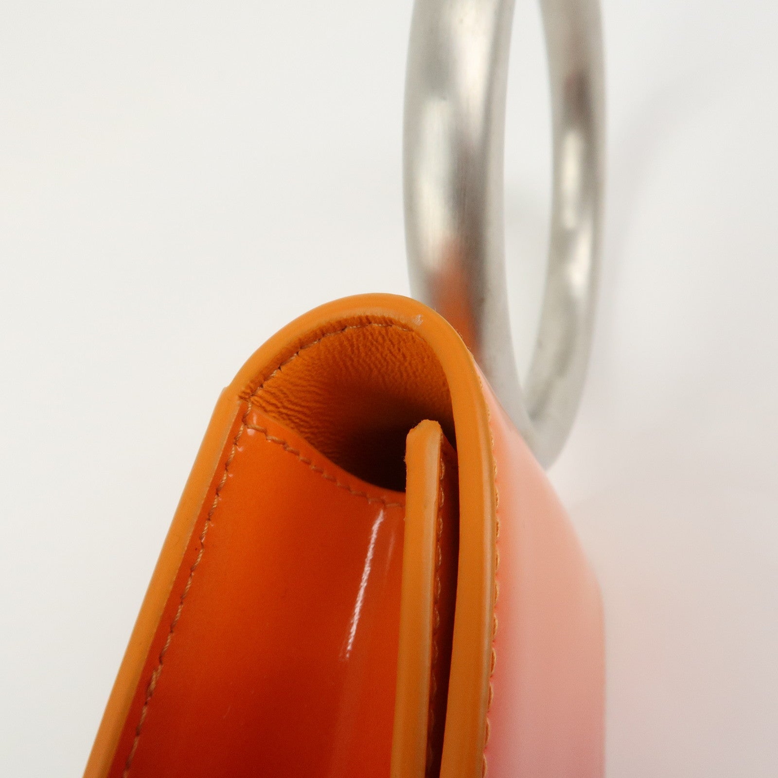 Ferragamo Patent Leather Hand Bag Orange