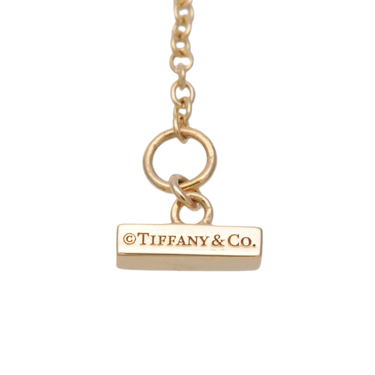 Tiffany & Co T TWO Circle Diamond Onyx Necklace K18 750YG Black