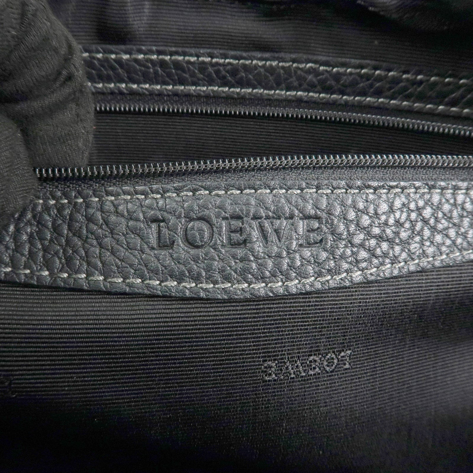 LOEWE Leather Senda Shoulder Bag Hand Bag Black Silver Hardware