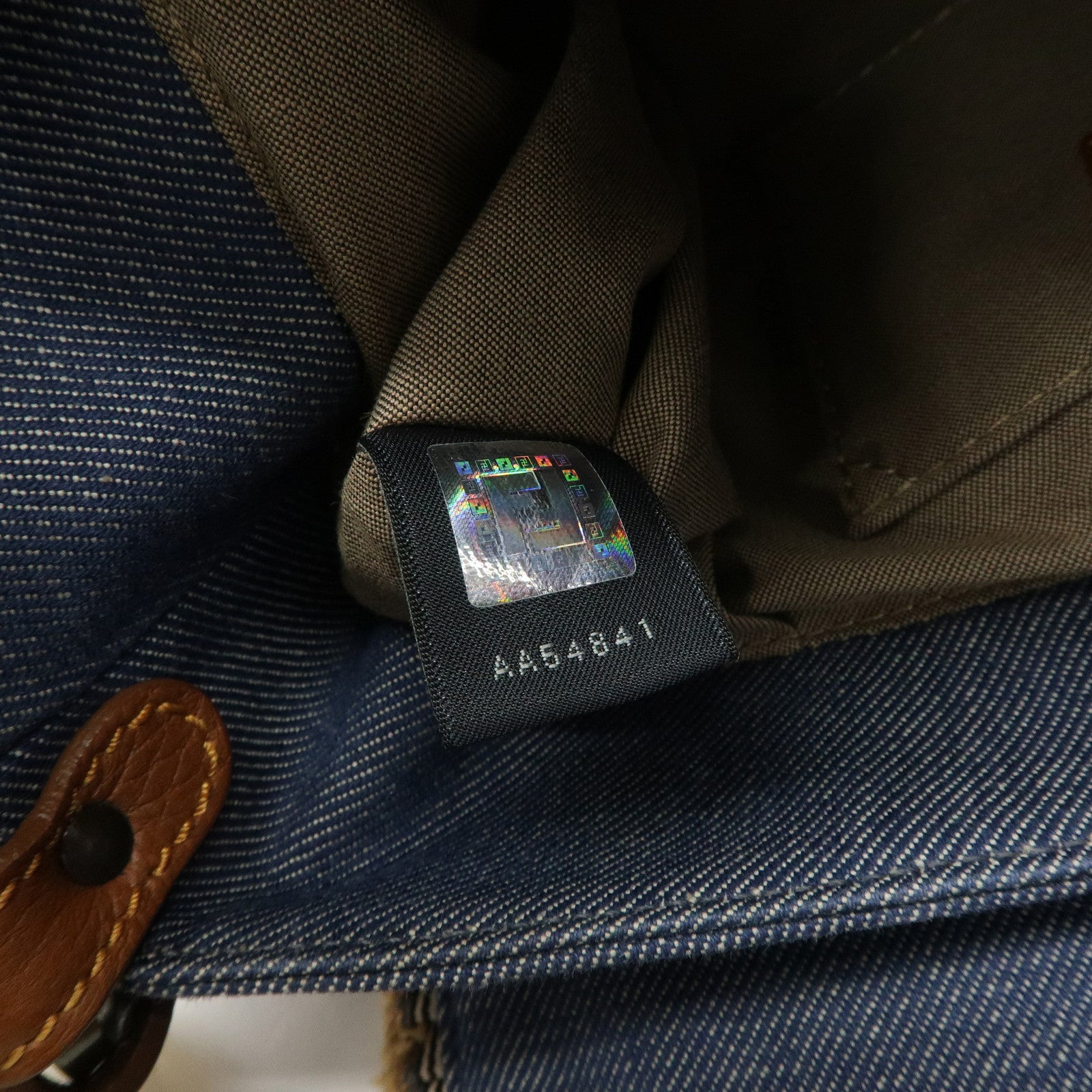 FENDI Denim Leather Shoulder Bag Hand Bag Indigo Brown 8BR445 Used