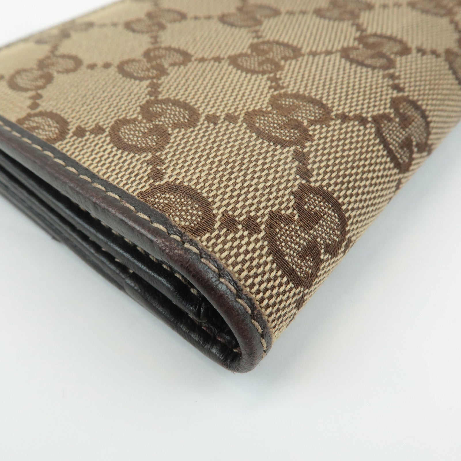 GUCCI Set of 2 GG Canvas Leather Wallet Beige Brown 203550/112715 Used