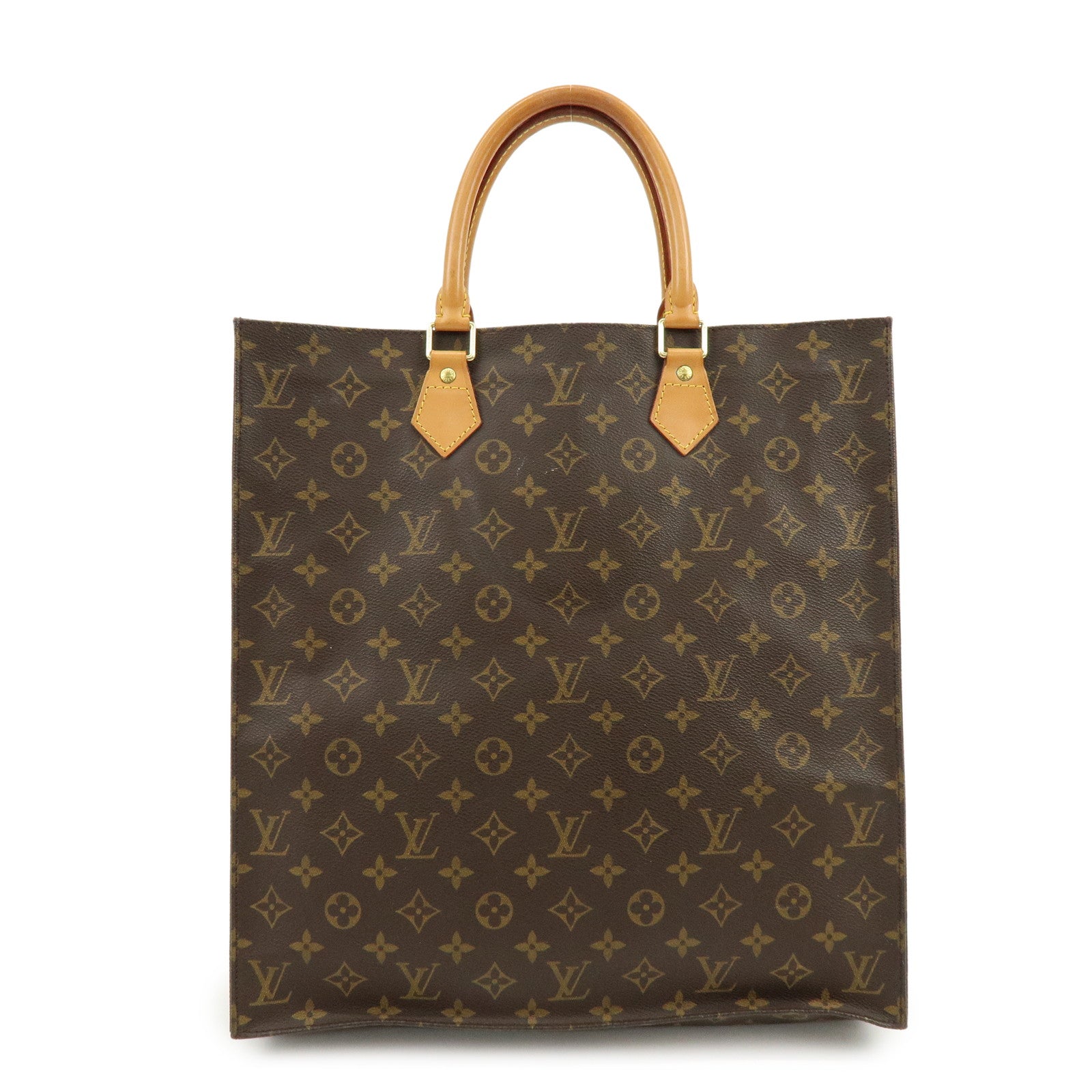 Louis Vuitton Monogram Sac Plat Tote Bag Hand Bag Brown M51140