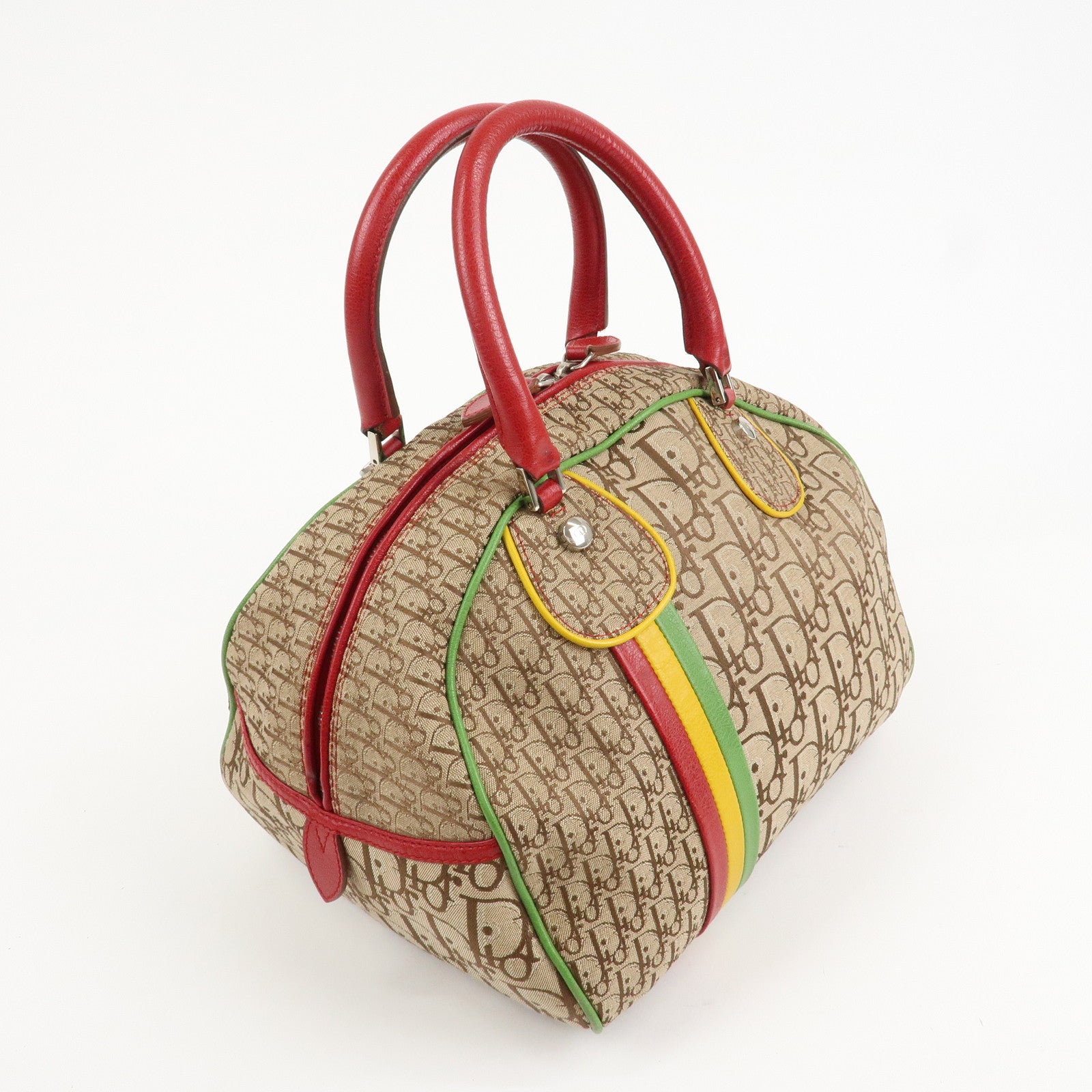 Christian Dior Rasta Trotter Canvas Boston Bag Beige 08RU0064 Used