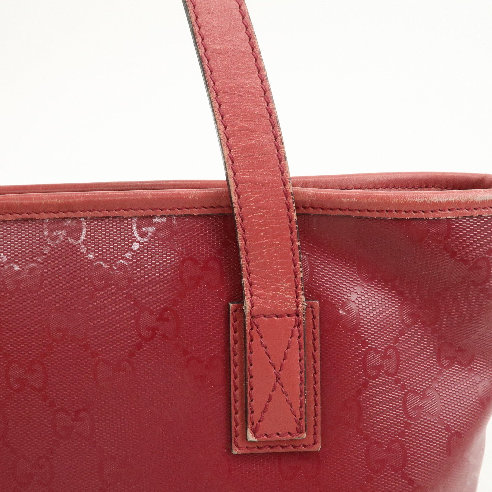 GUCCI Logo GG Imprime Leather Tote Bag Shoulder Bag Pink 211138
