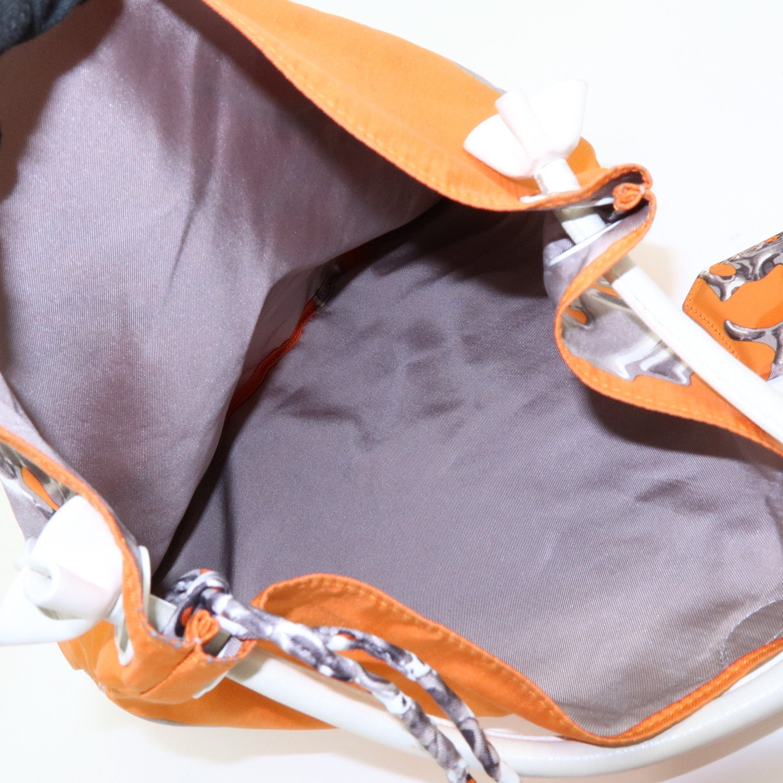 HERMS Silk Leather Silky City PM □O Stamped Shoulder Bag Orange