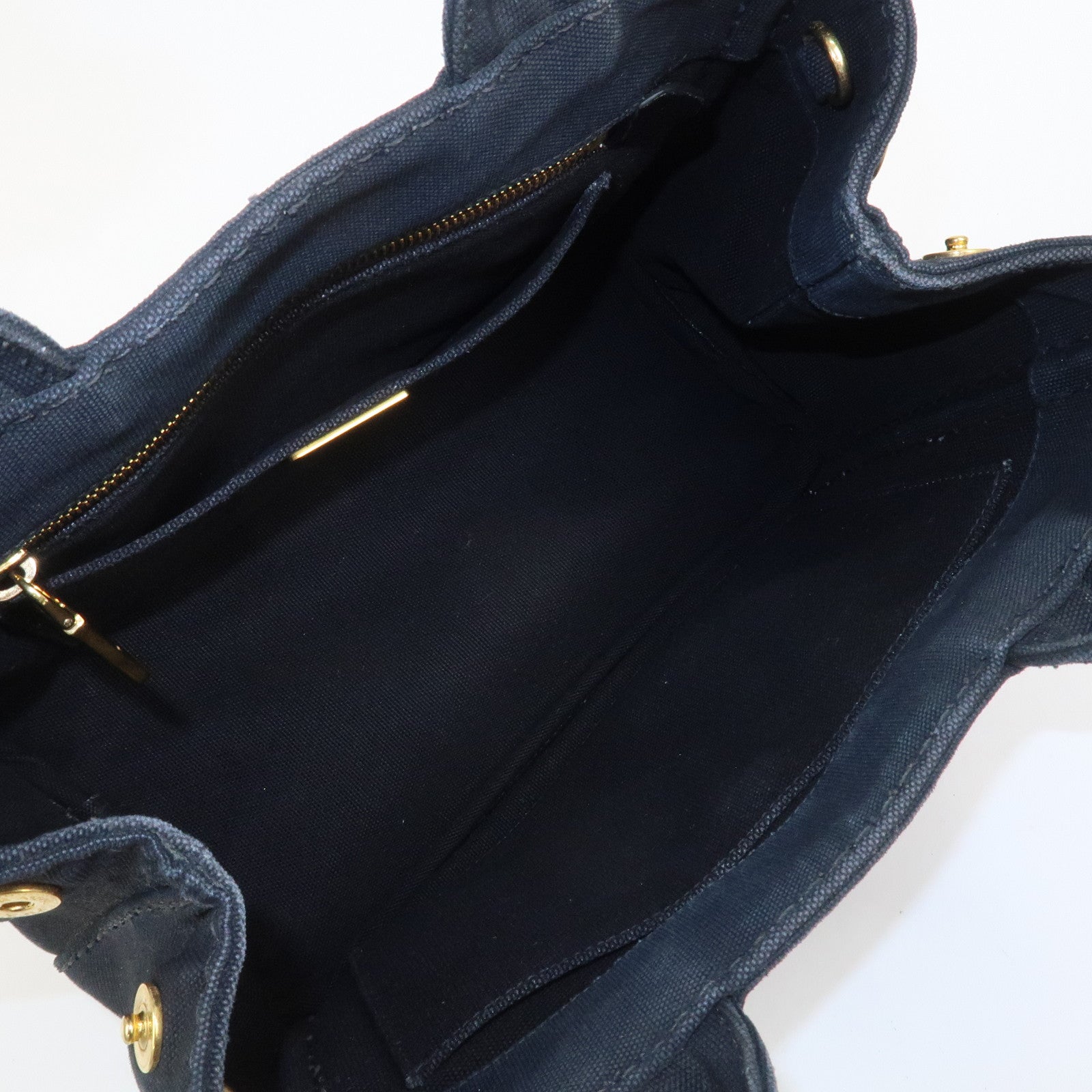 PRADA Canapa Mini Triangle Logo Canvas 2Way Hand Bag Black 1BG439