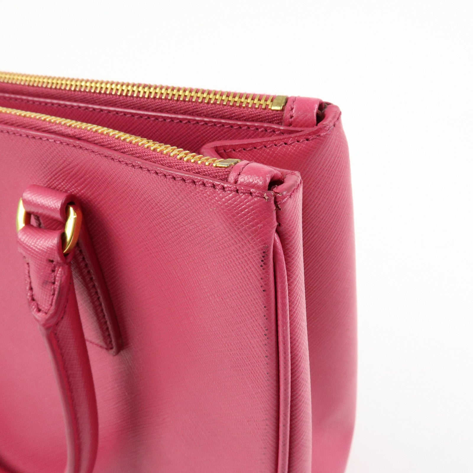 PRADA Triangle Logo Saffiano Leather 2Way Hand Bag Pink BN1801