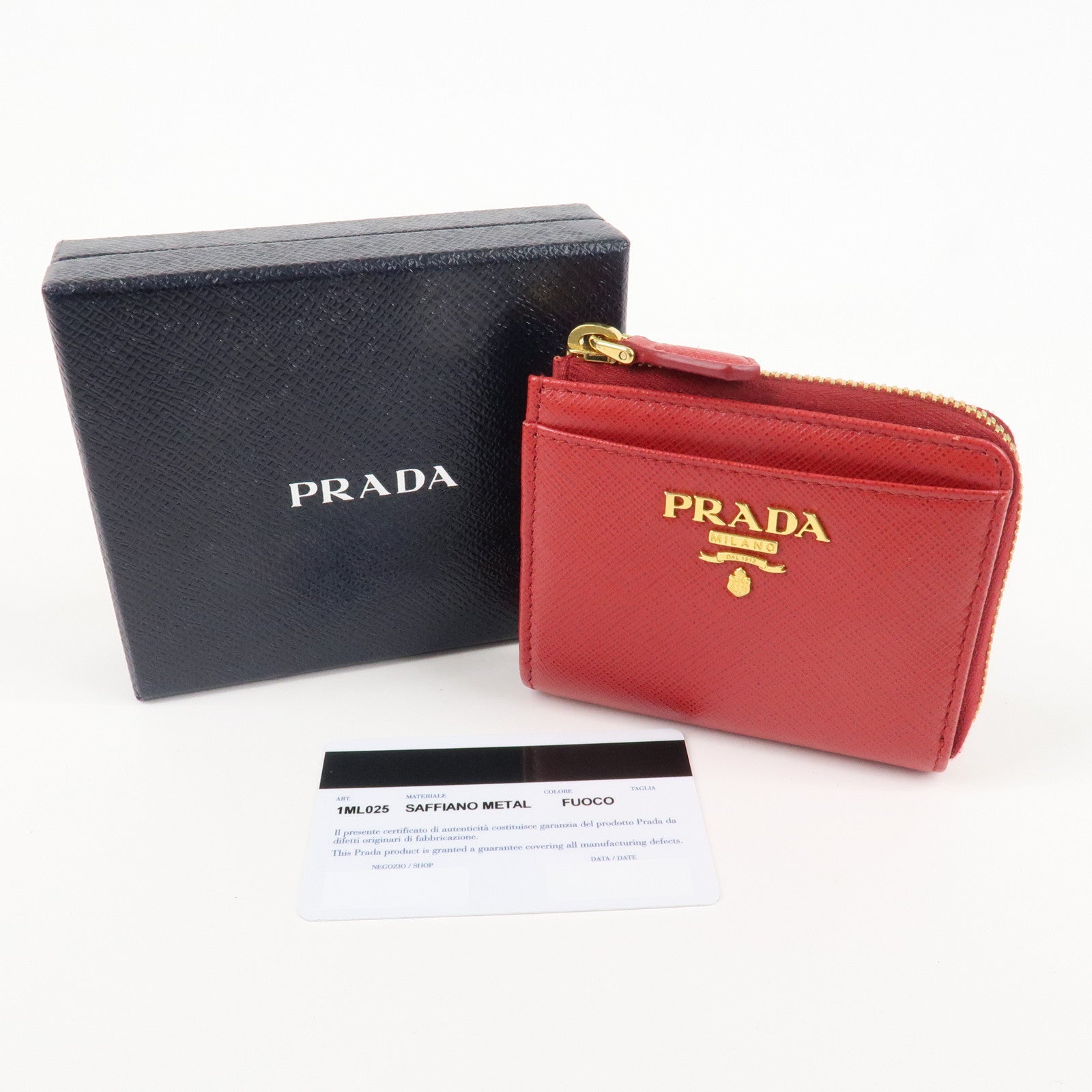PRADA Leather Zippy Coin Case Red Gold Hardware 1ML025 Used