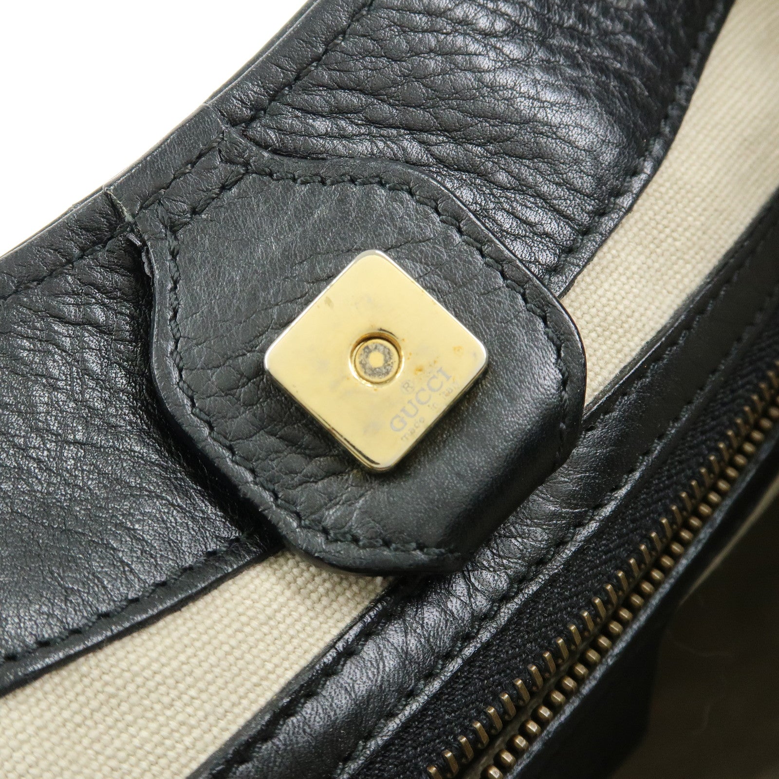 GUCCI Bamboo Leather Bamboo Hand Bag Black 109136
