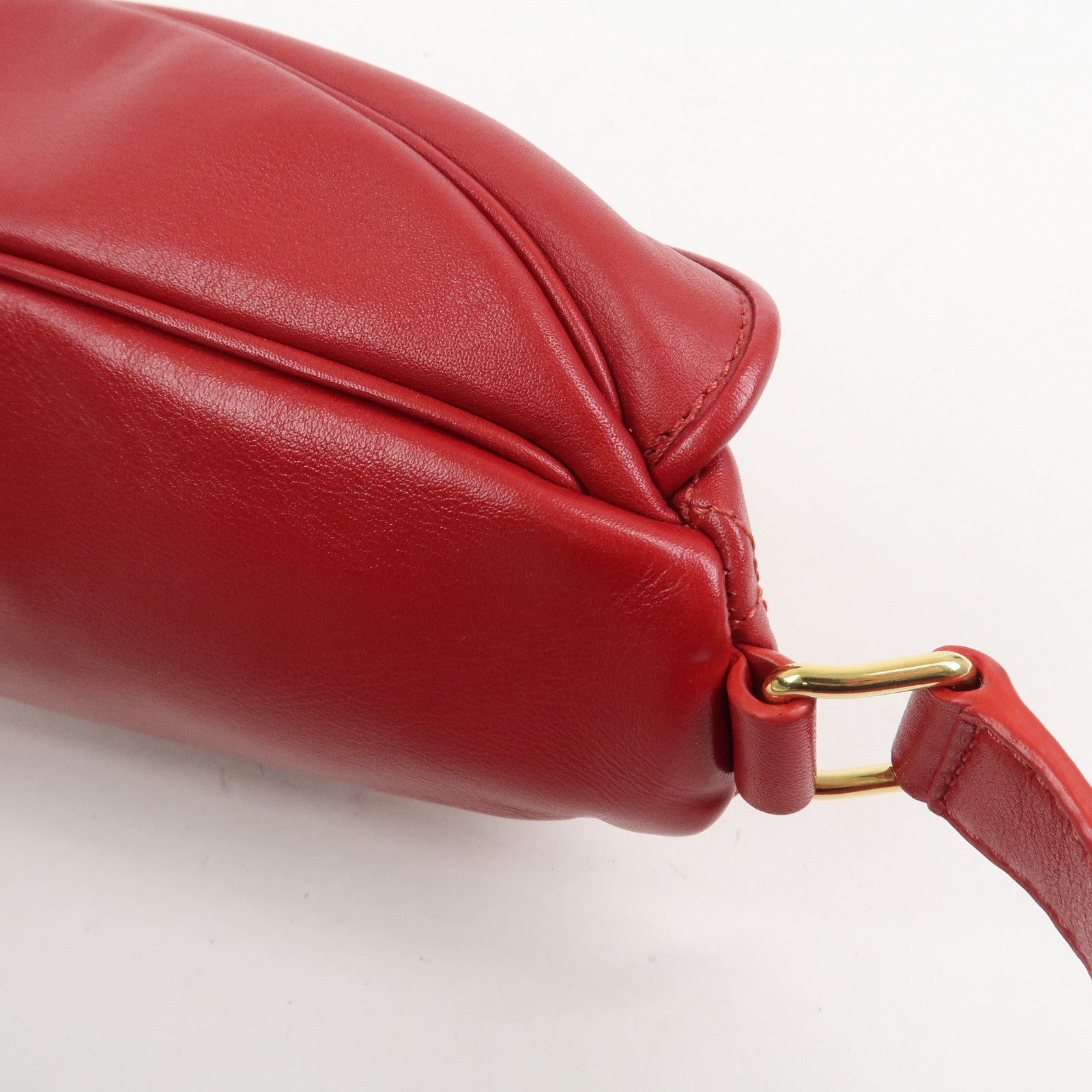 CELINE Leather C Charm Waist Bag Body Bag Red