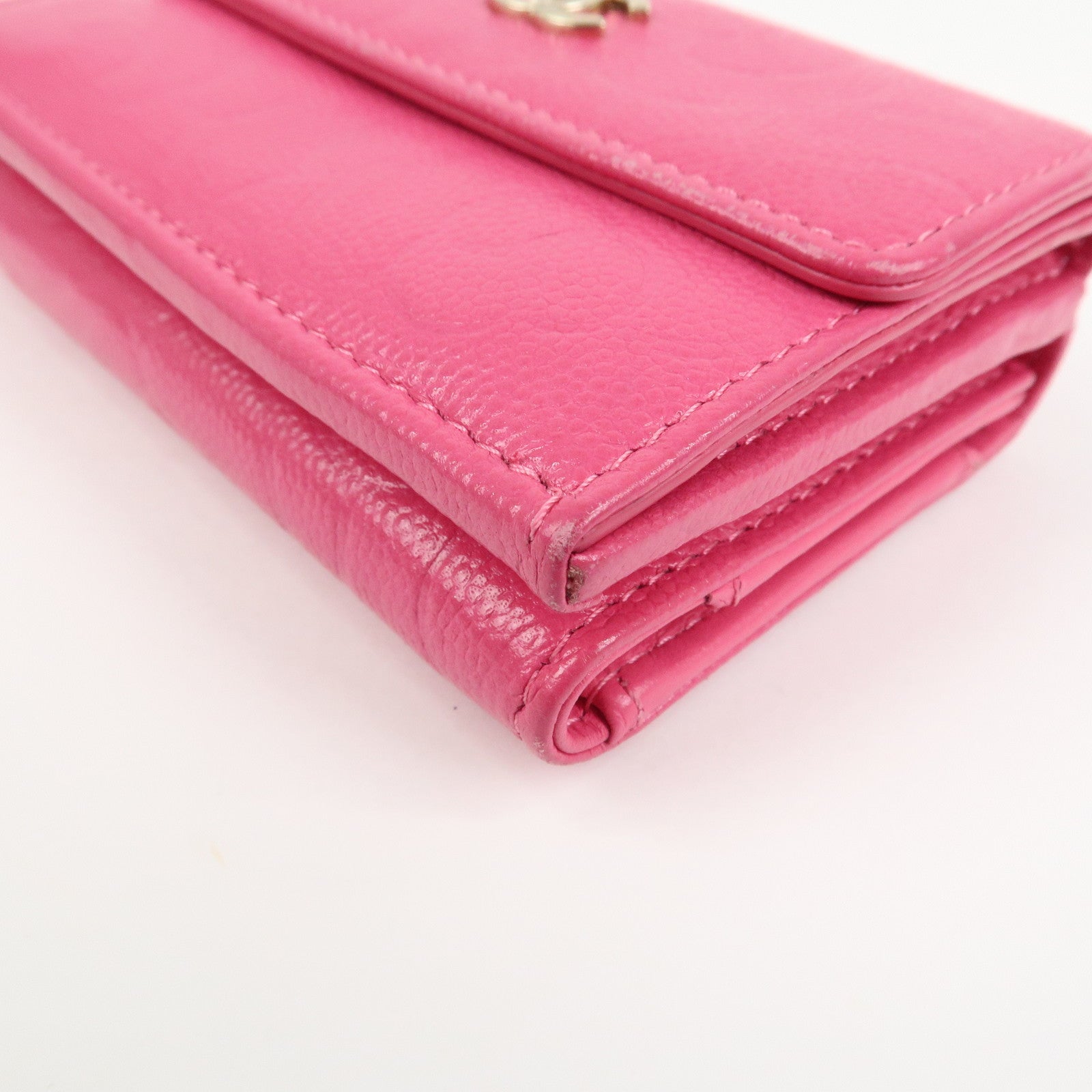 CHANEL COCO Mark Camellia Tri-fold Compact Wallet Pink AP0116