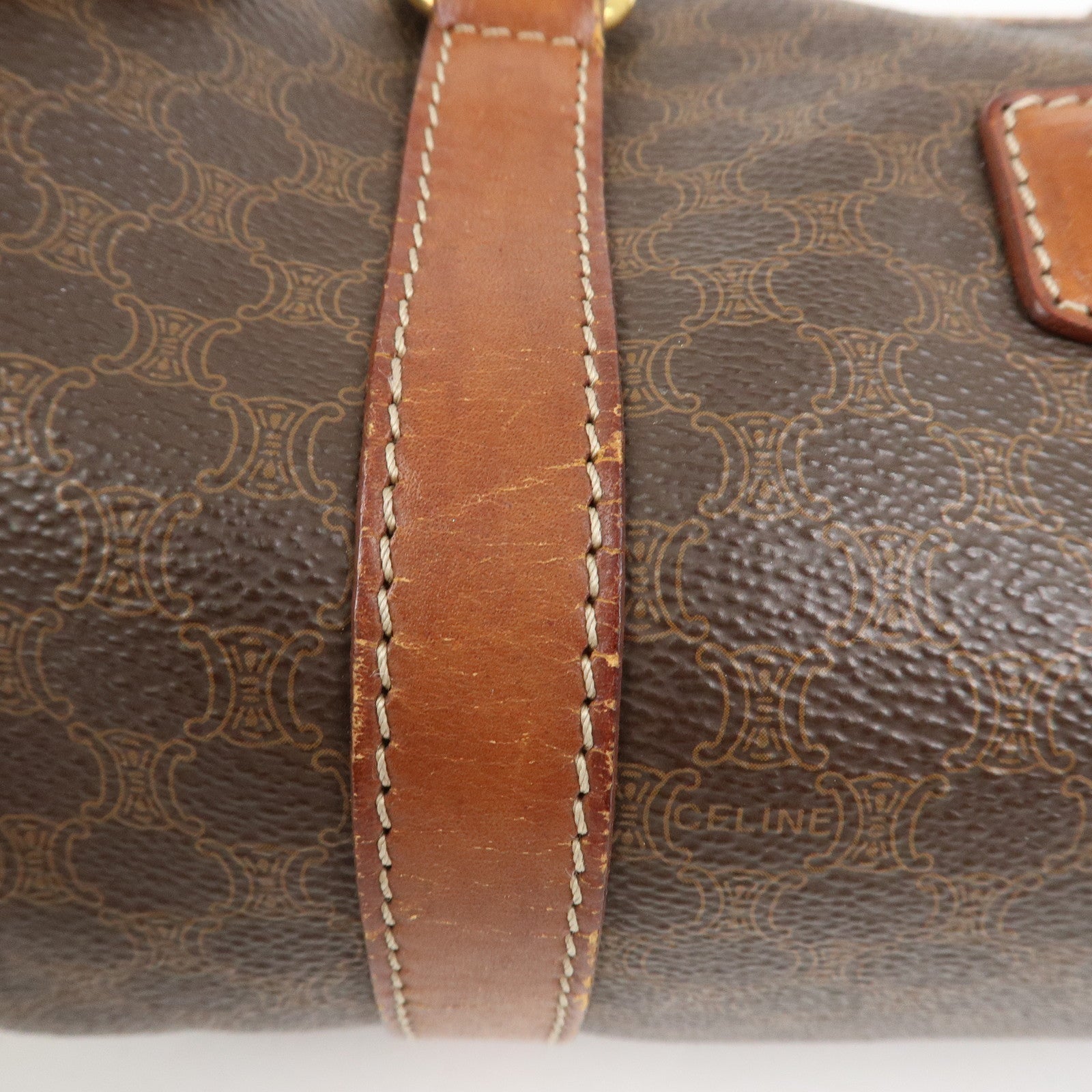 CELINE Macadam PVC Leather Hand Bag Shoulder Bag Brown