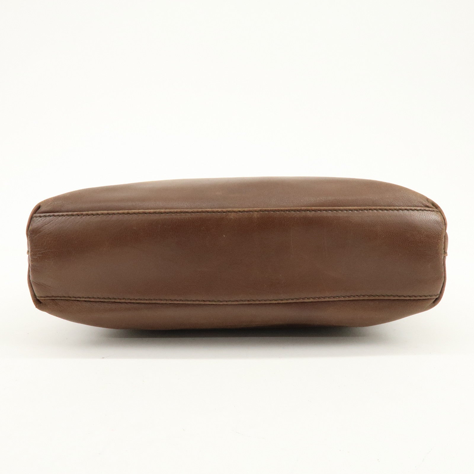 PRADA Triangle Logo Leather Shoulder Bag Crossbody Bag Brown