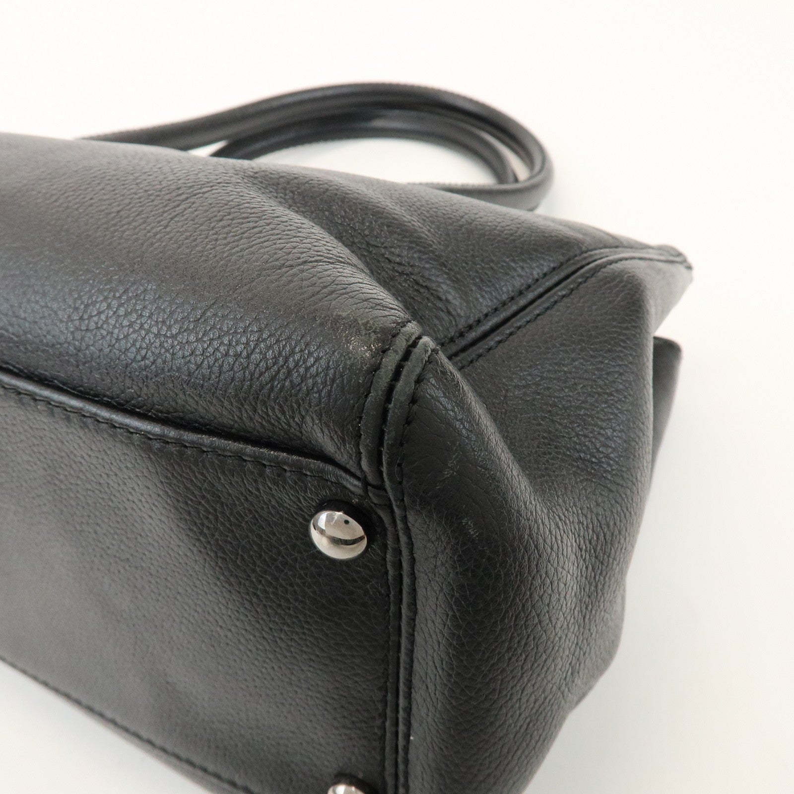 CHANEL 2.55 Calf Leather Executive Tote Bag Hand Bag Black
