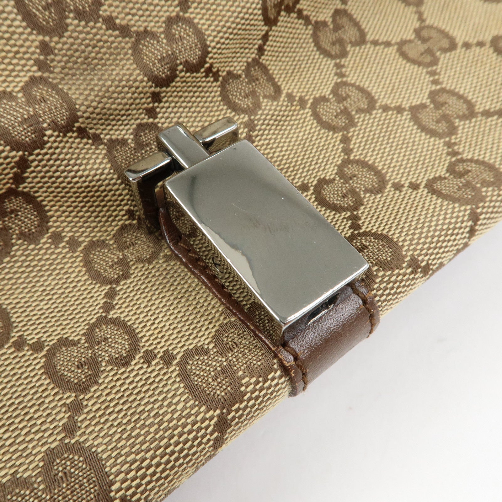 GUCCI Jackie GG Canvas Leather Shoulder Bag Beige Brown 002.1067
