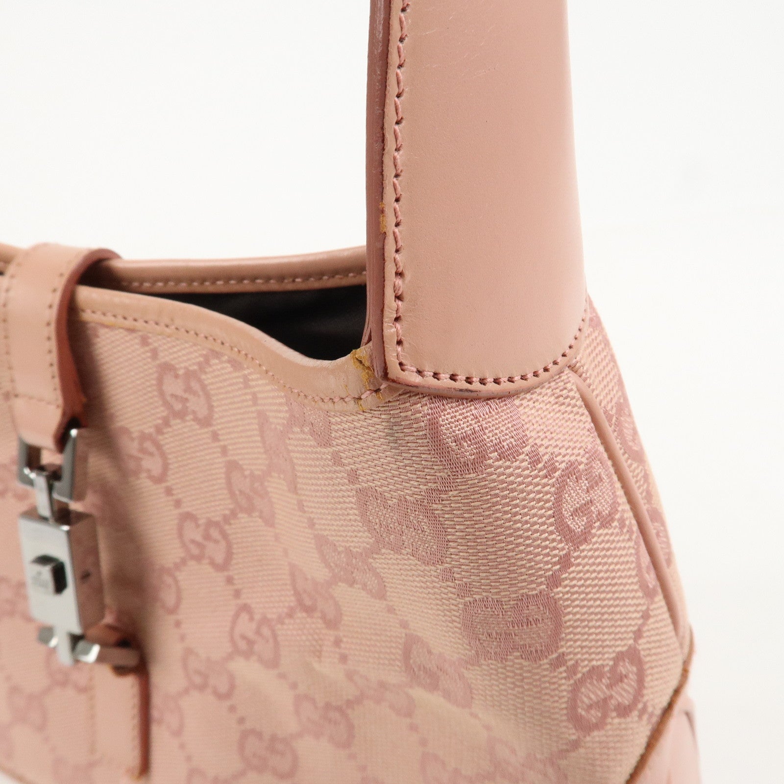GUCCI Jackie Canvas Leather Shoulder Hand Bag Pink 001.3735