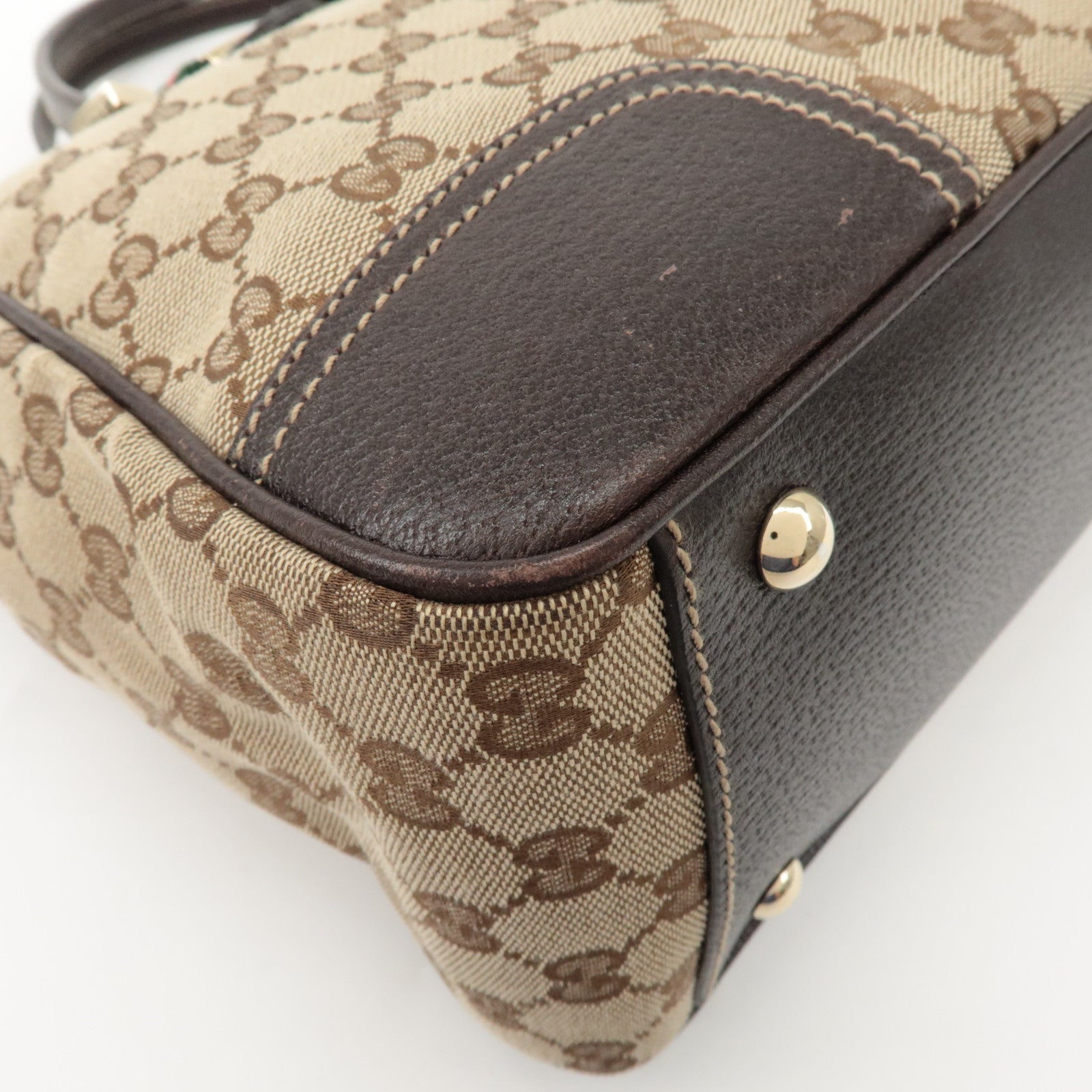 GUCCI Princy Sherry GG Canvas Leather Tote Bag Beige 177052 Used