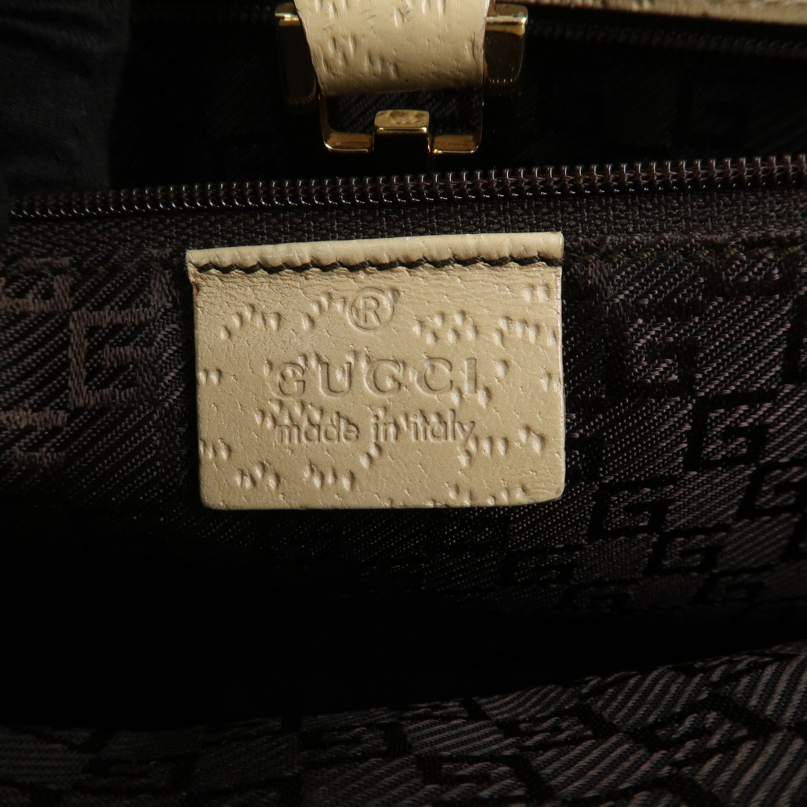 GUCCI Jackie Canvas Leather Shoulder Bag Hand Bag Beige 002.1067