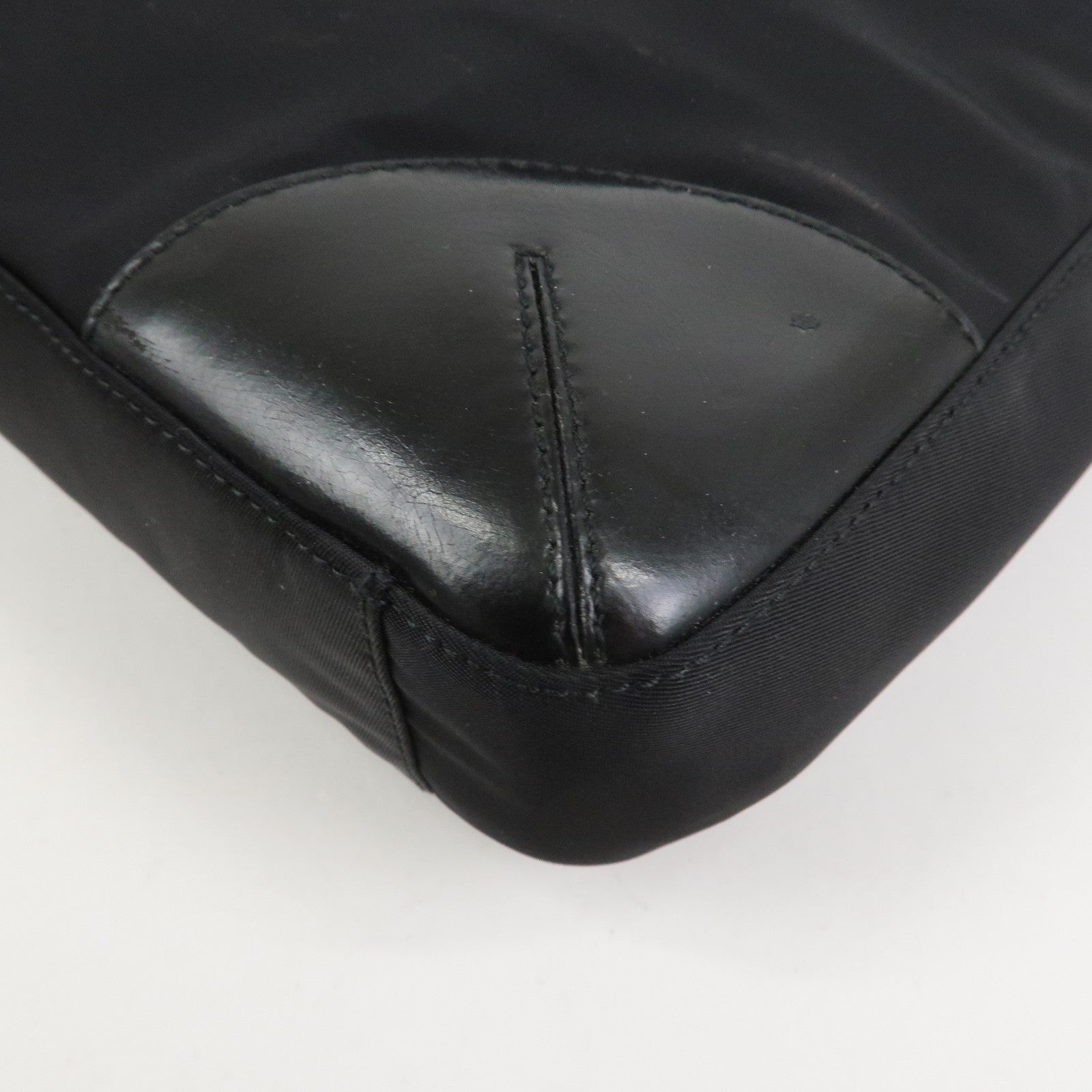 PRADA Triangle Logo Nylon Tote Bag Shoulder Bag Black