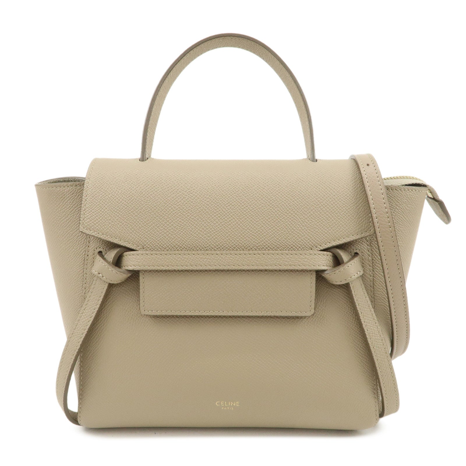 CELINE Belt Bag Leather Nano 2WAY Hand Bag Shoulder Bag Beige