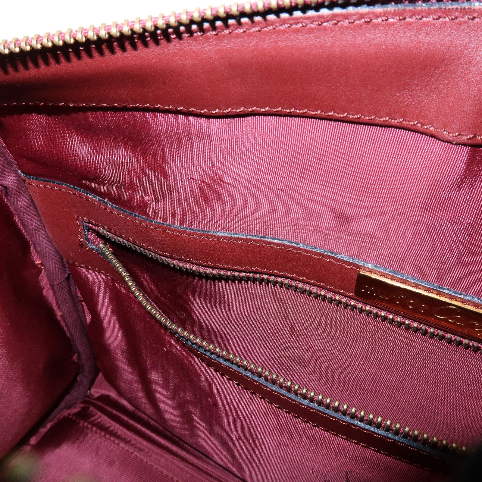Cartier Must de Cartier Leather Boston Bag Hand Bag Bordeaux