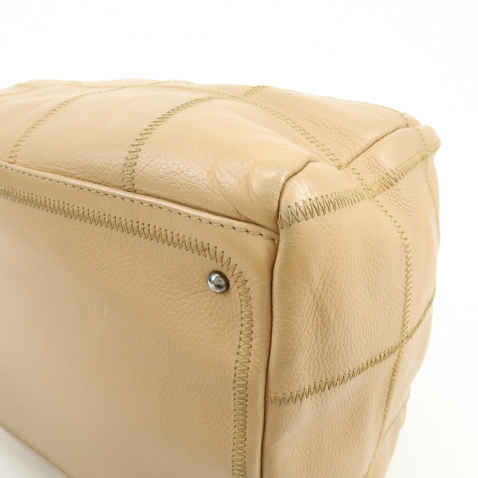 CHANEL Chocolate Bar COCO Mark Caviarskin Hand Bag Beige