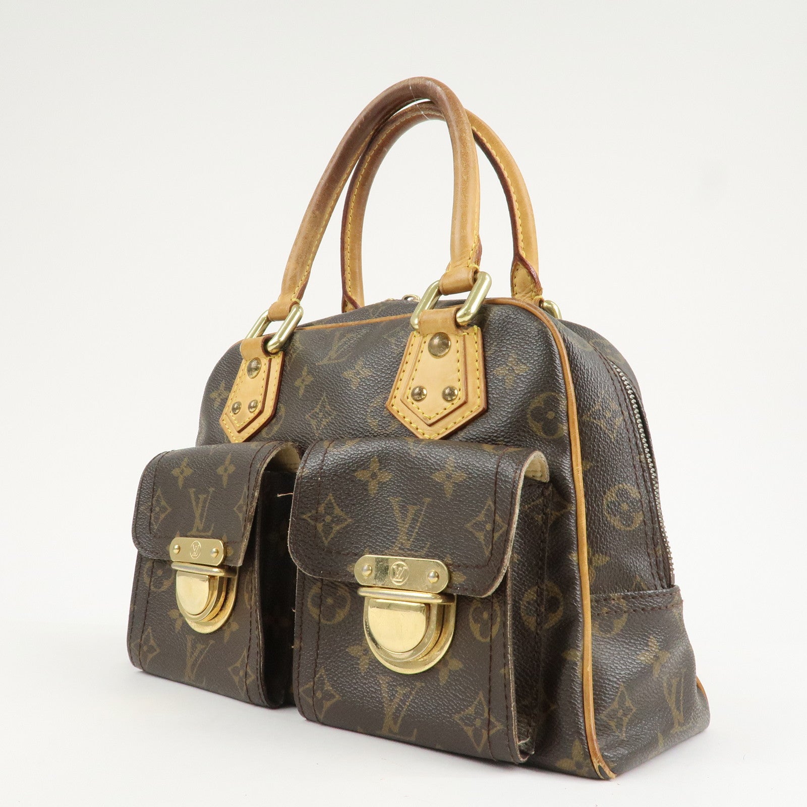 Louis Vuitton Monogram Manhattan PM Hand Bag Brown M40026 Used