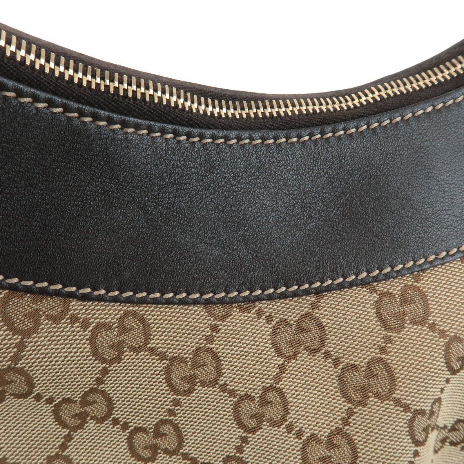 GUCCI Abbey GG Canvas Leather Shoulder Bag Hand Bag Beige Brown 189833 Used