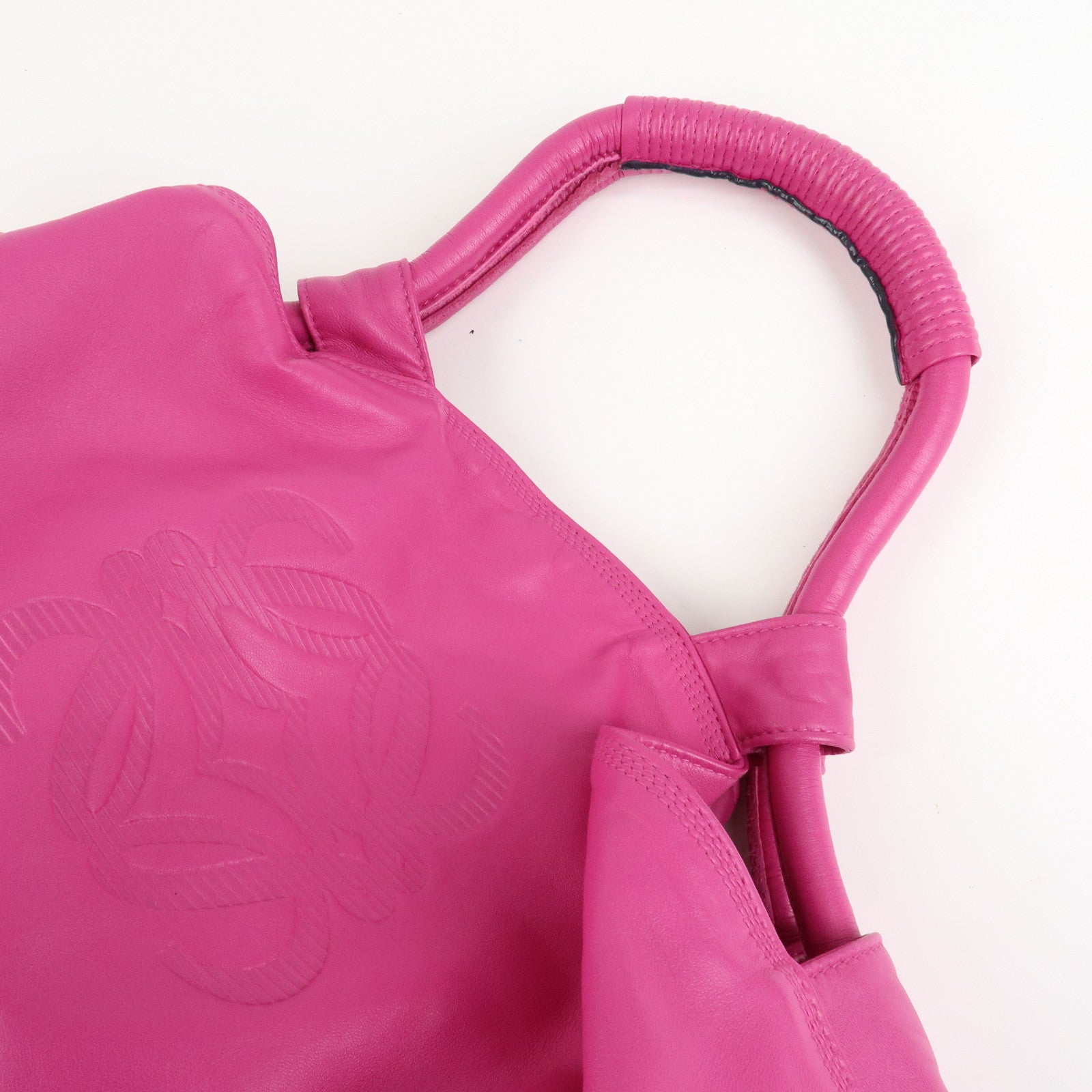 LOEWE Anagram Nappa Aire Leather Hand Bag Tote Bag Fuchsia Pink