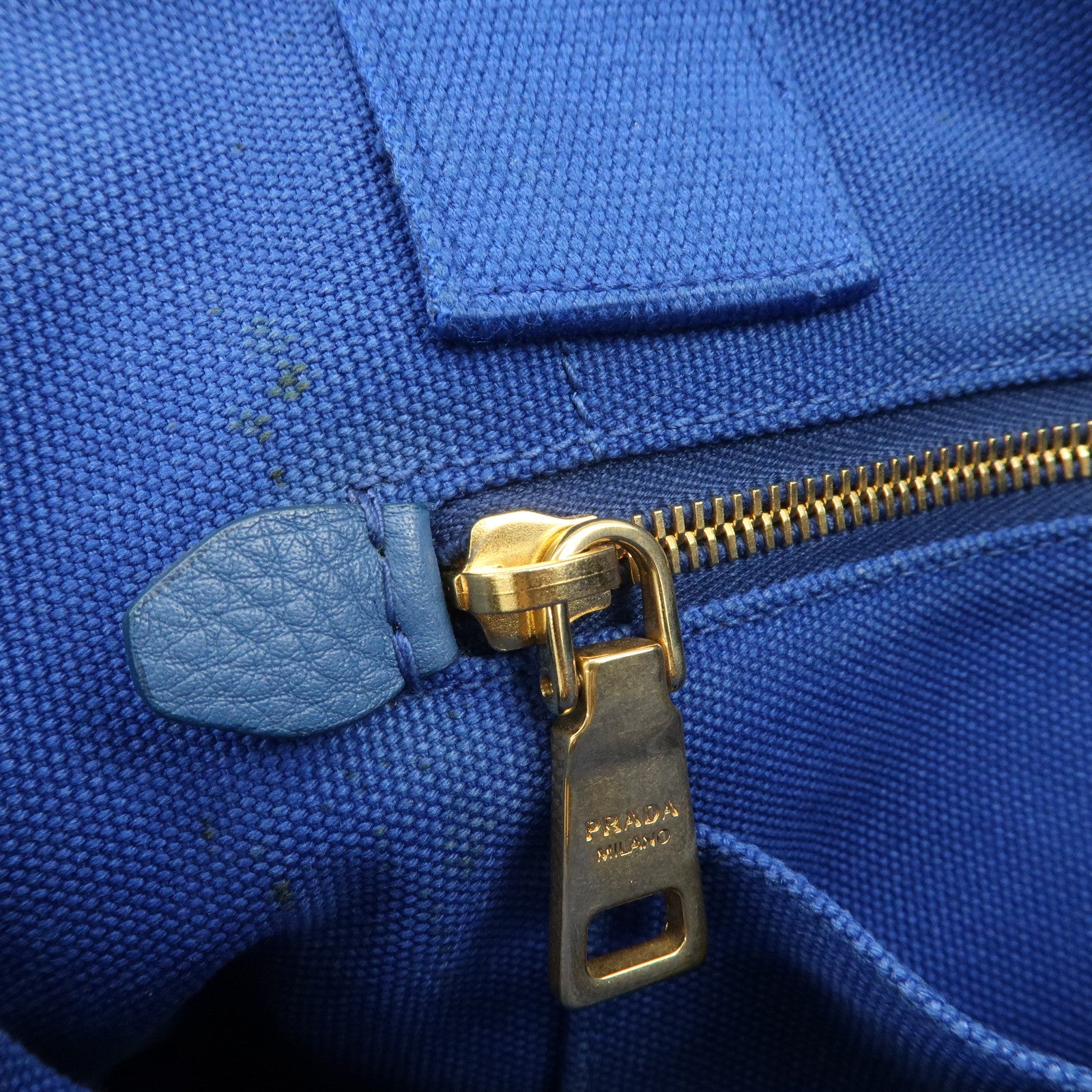 PRADA Logo Canapa Mini Canvas Hand Bag Tote Bag Blue BN2439
