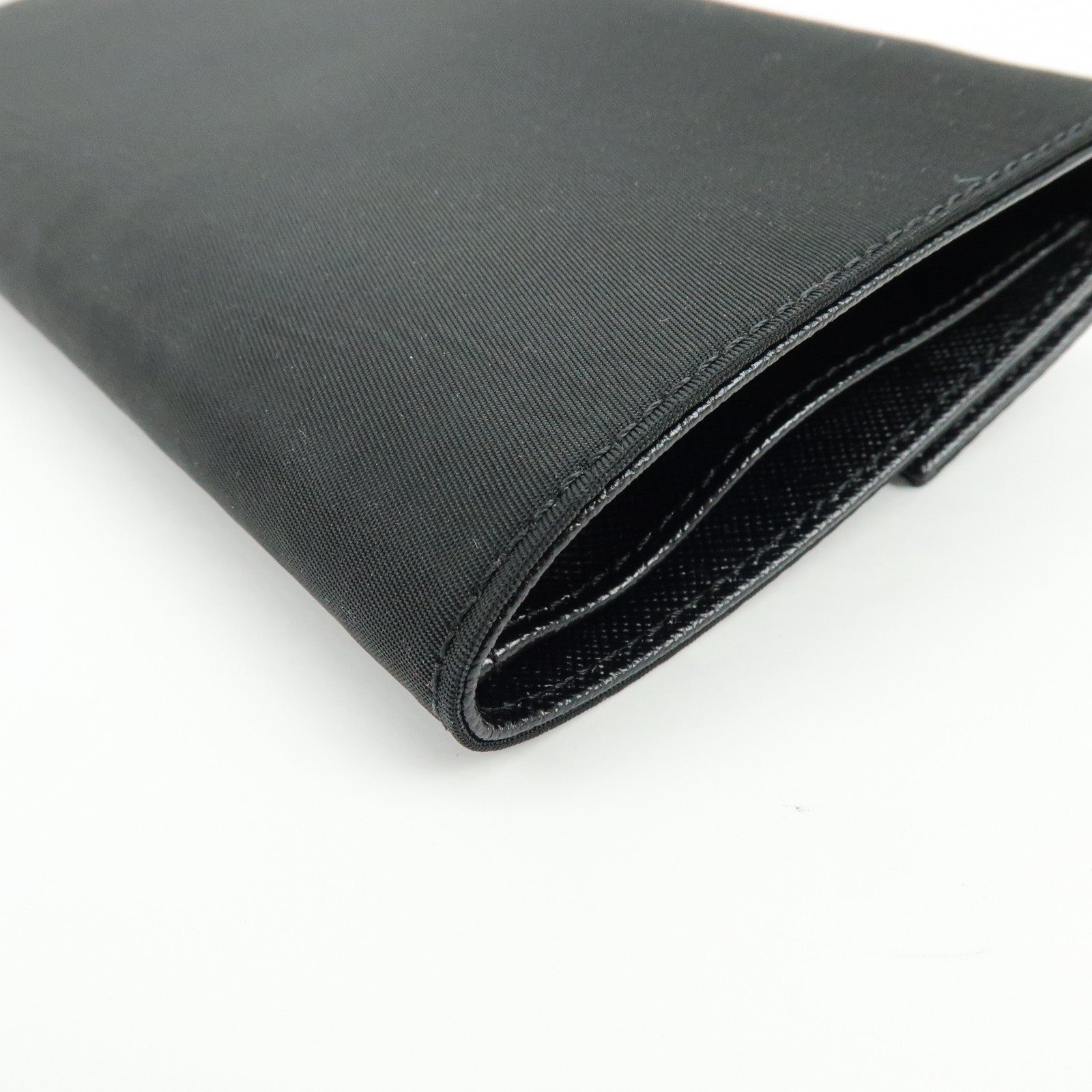 PRADA Triangle Logo Nylon Saffiano Leather Tri-fold Wallet M510