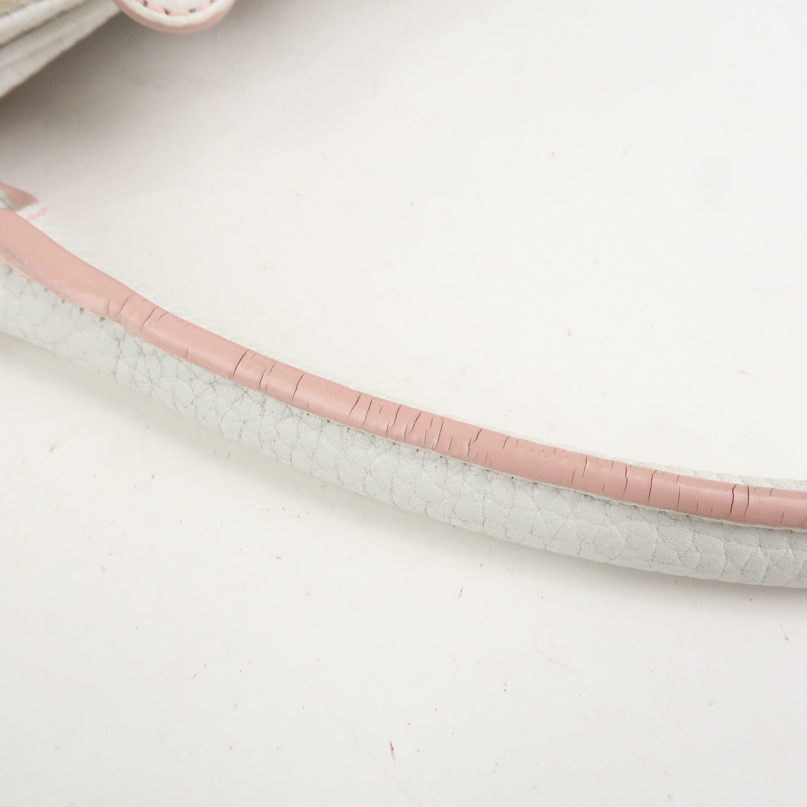 LOEWE Logo Senda Leather Shoulder Bag Boston Bag White Pink