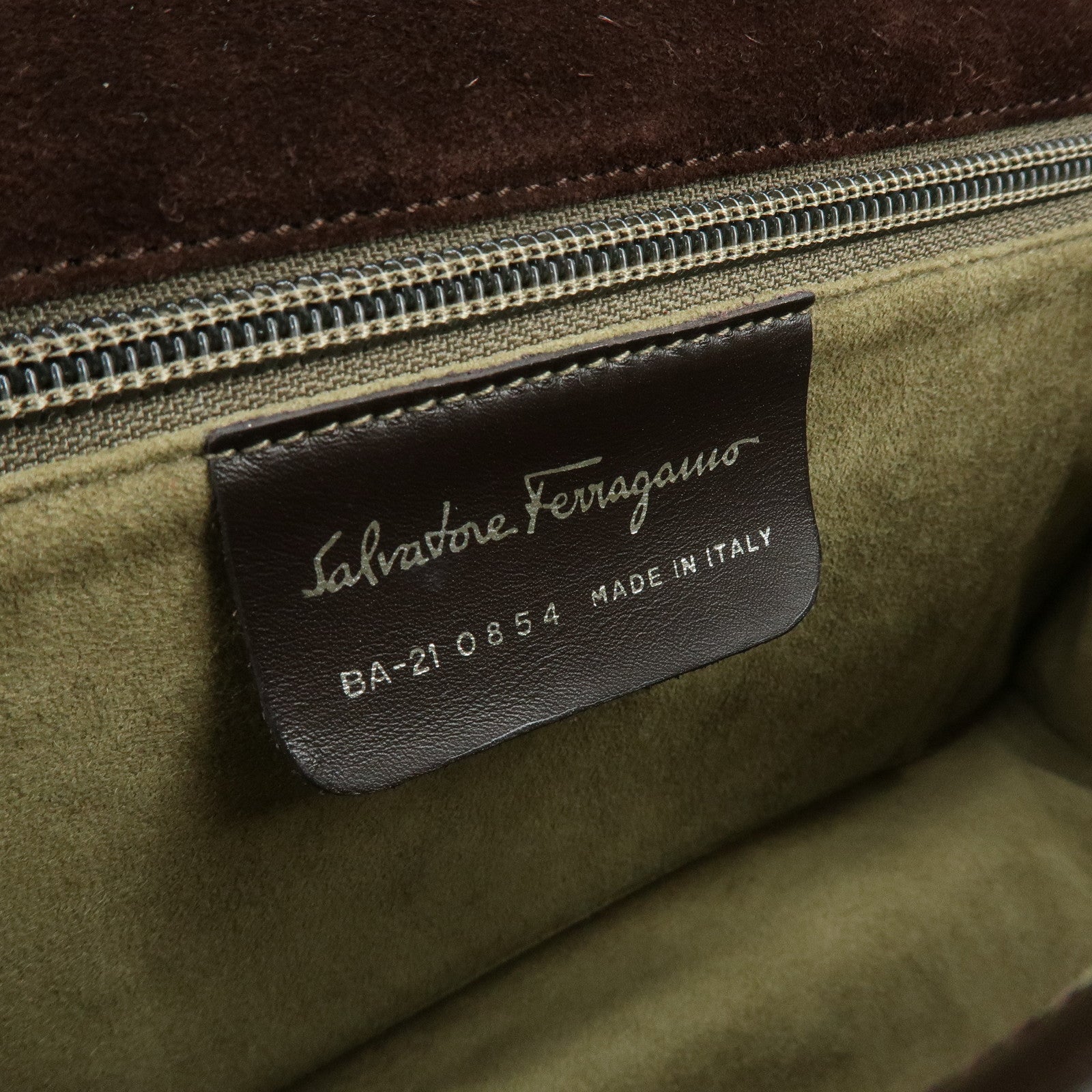 Ferragamo Gancini Leather Shoulder Bag Hand Bag Dark Brown