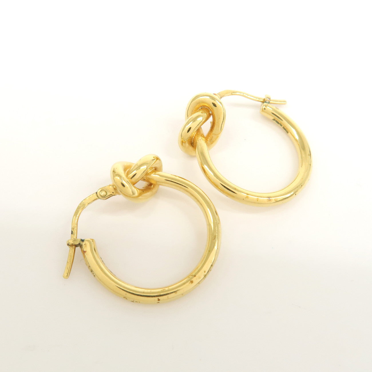 CELINE Logo Knot Small Hoop Earrings Metal Gold