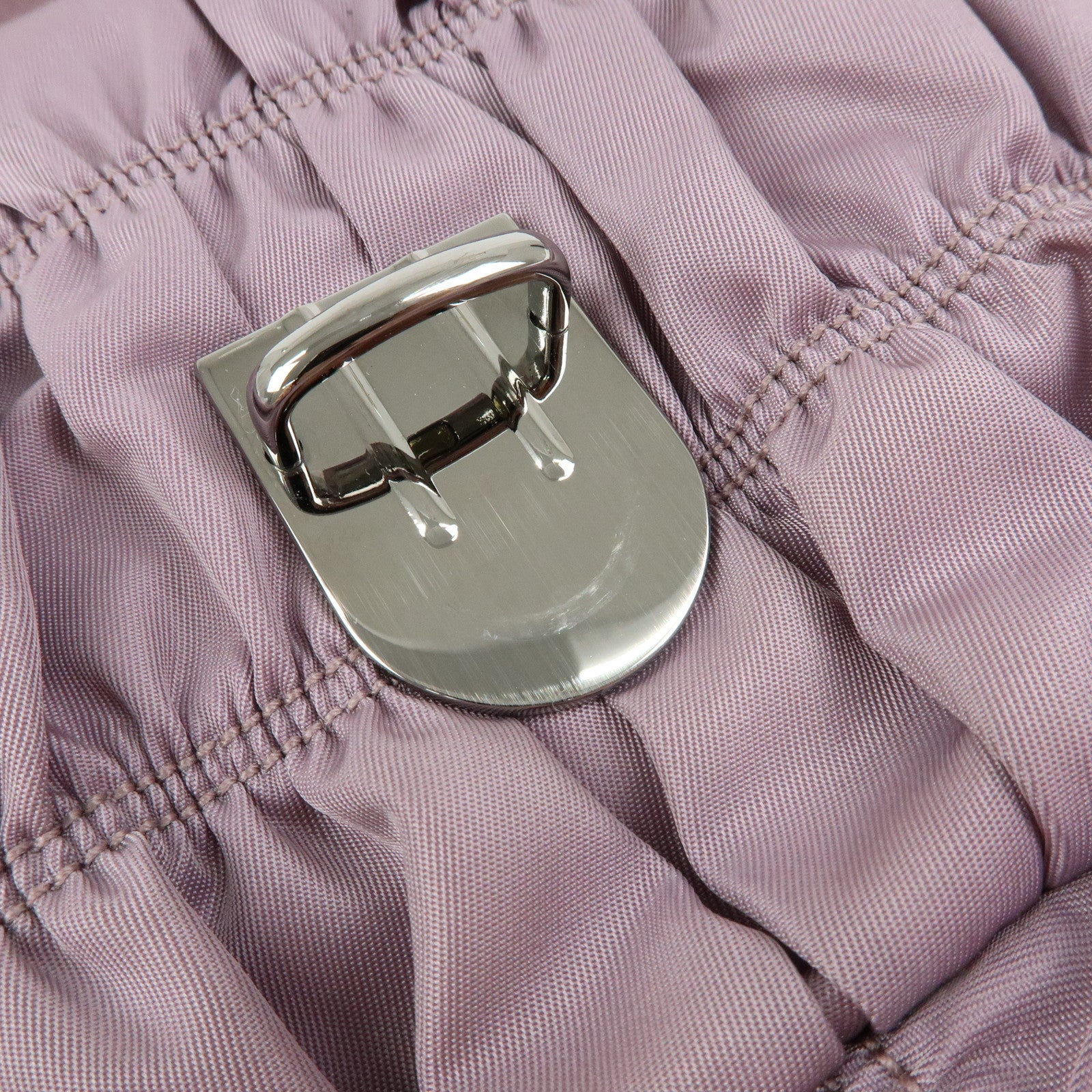 PRADA Tessuto Gaufre Nylon Leather Chain Shoulder Bag Light Purple