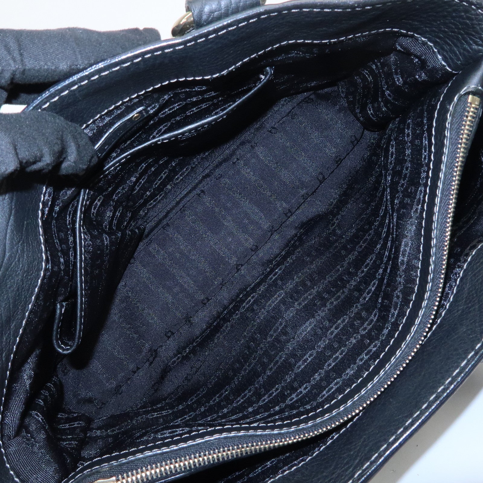 CELINE Logo Leather Boogie Bag Hand Bag Tote Bag Black