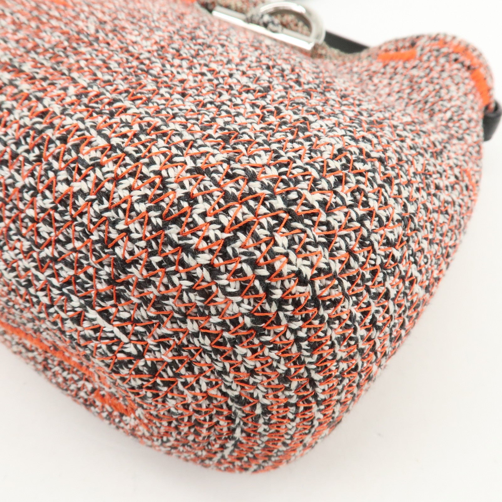 BALENCIAGA Zigzagger Canvas Leather 2Way Hand Bag Orange Black