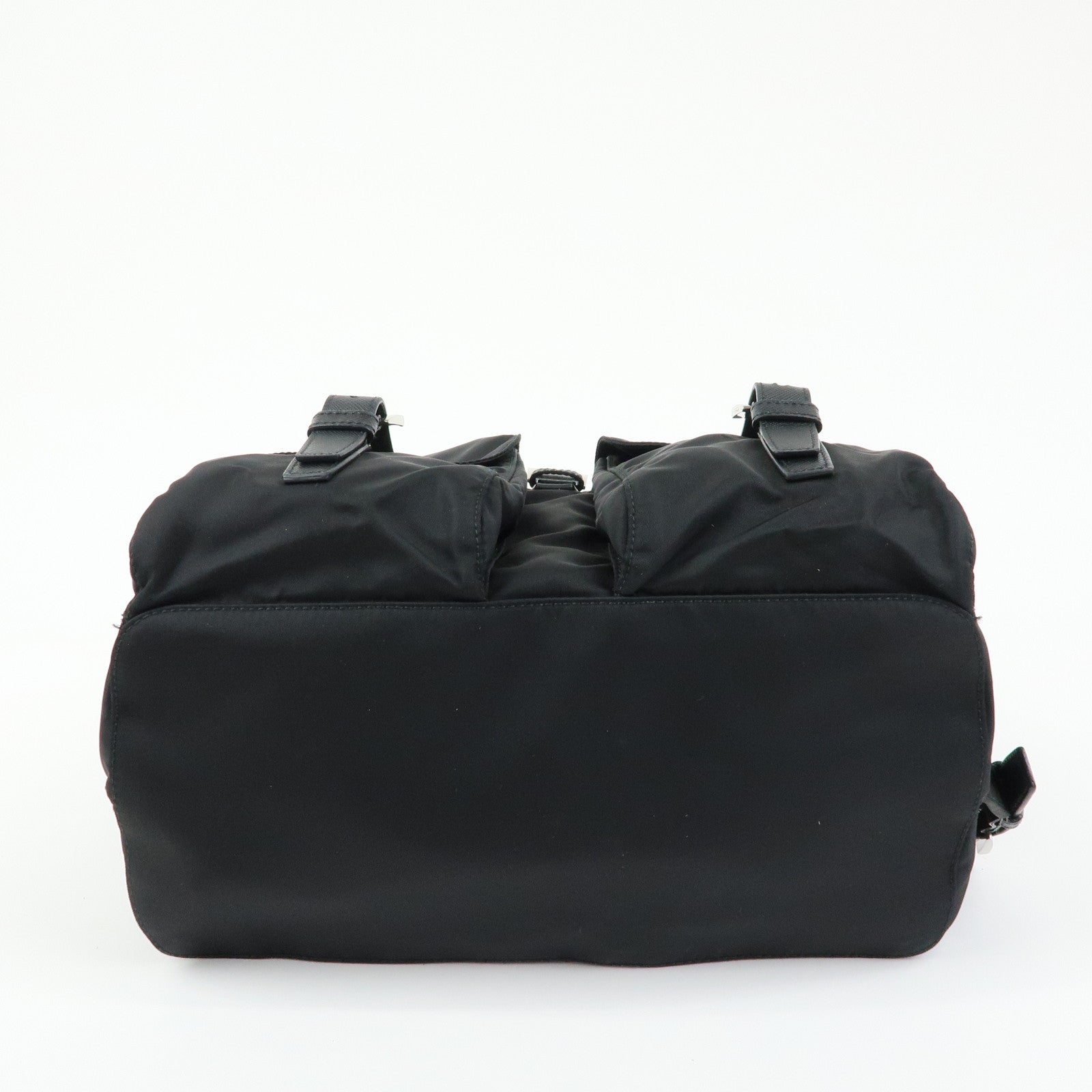 PRADA Triangle Logo Nylon Saffiano leather Backpack Rucksuck Black