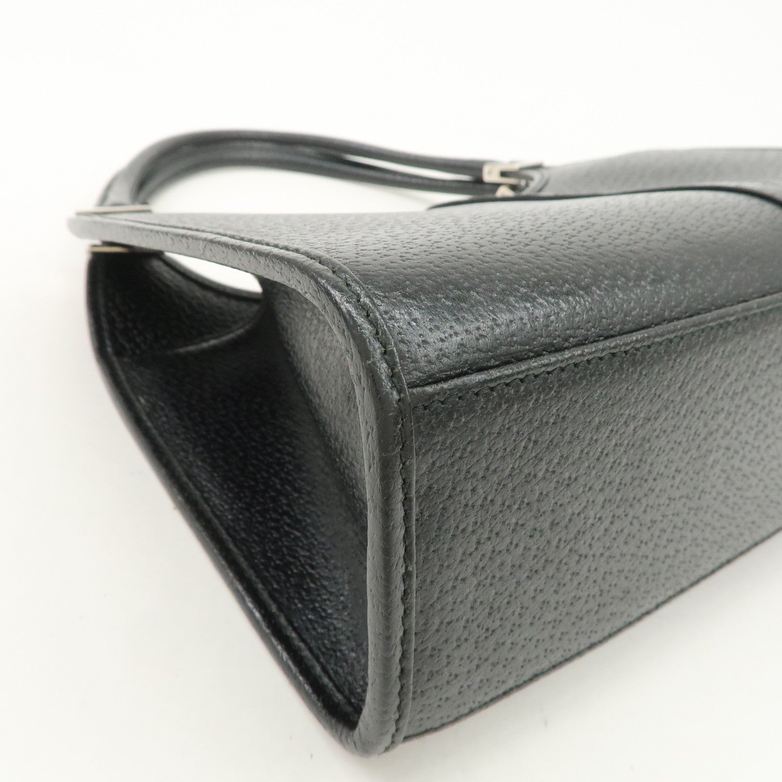 GUCCI Jackie Logo Leather Hand Bag Shoulder Bag Black 002.1068