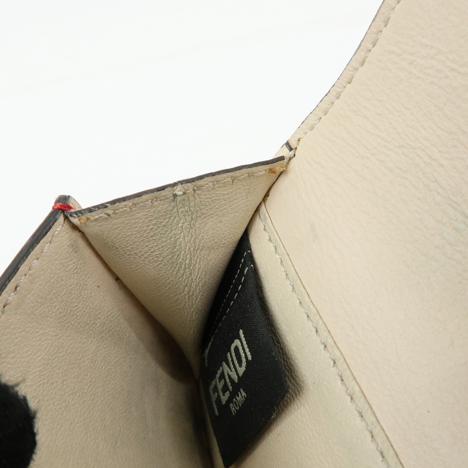 FENDI Peekaboo Leather Compact Trifold Wallet Red 8M0445