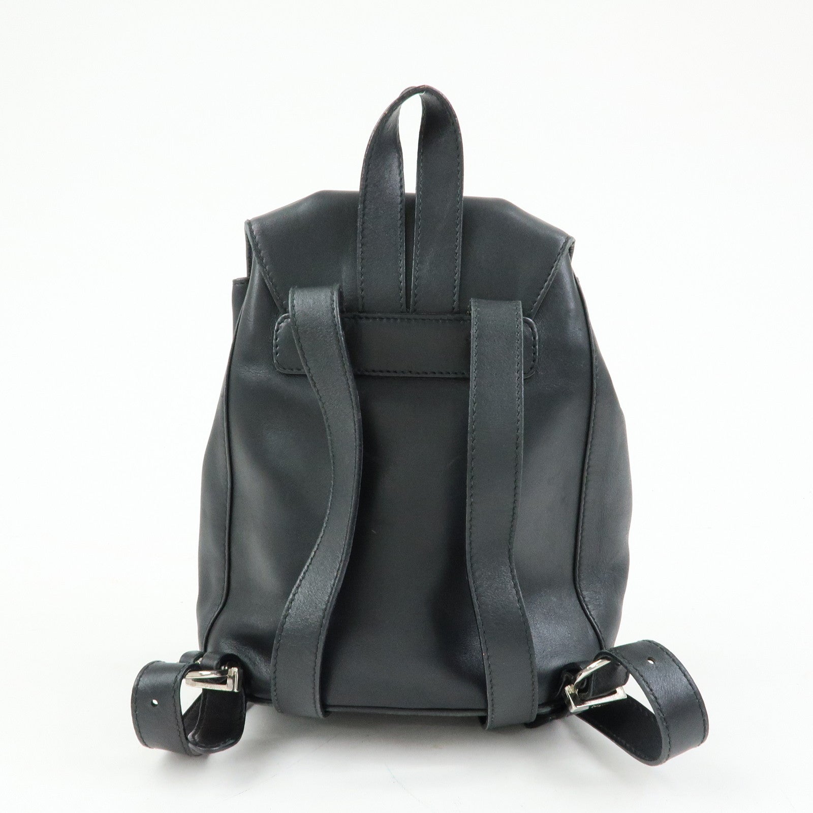 Ferragamo Gancni Leather Mini Backpack Rucksack Black Silver