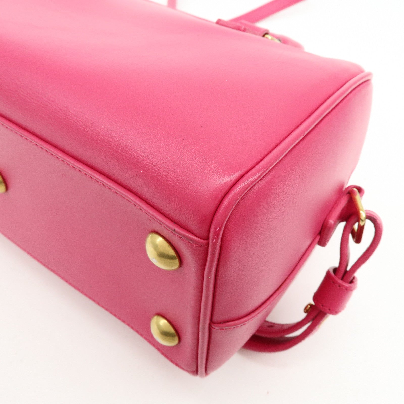 SAINT LAURENT PARIS BABY DUFFLE Leather 2WAY Bag Pink 330958